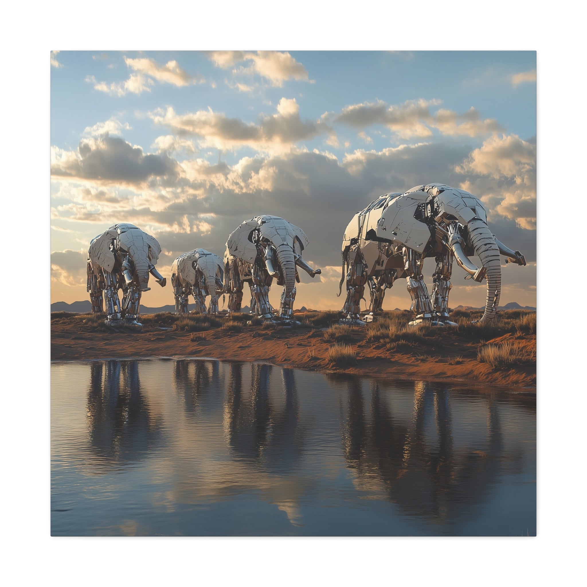 Metallic Elephant Canvas Wall Art