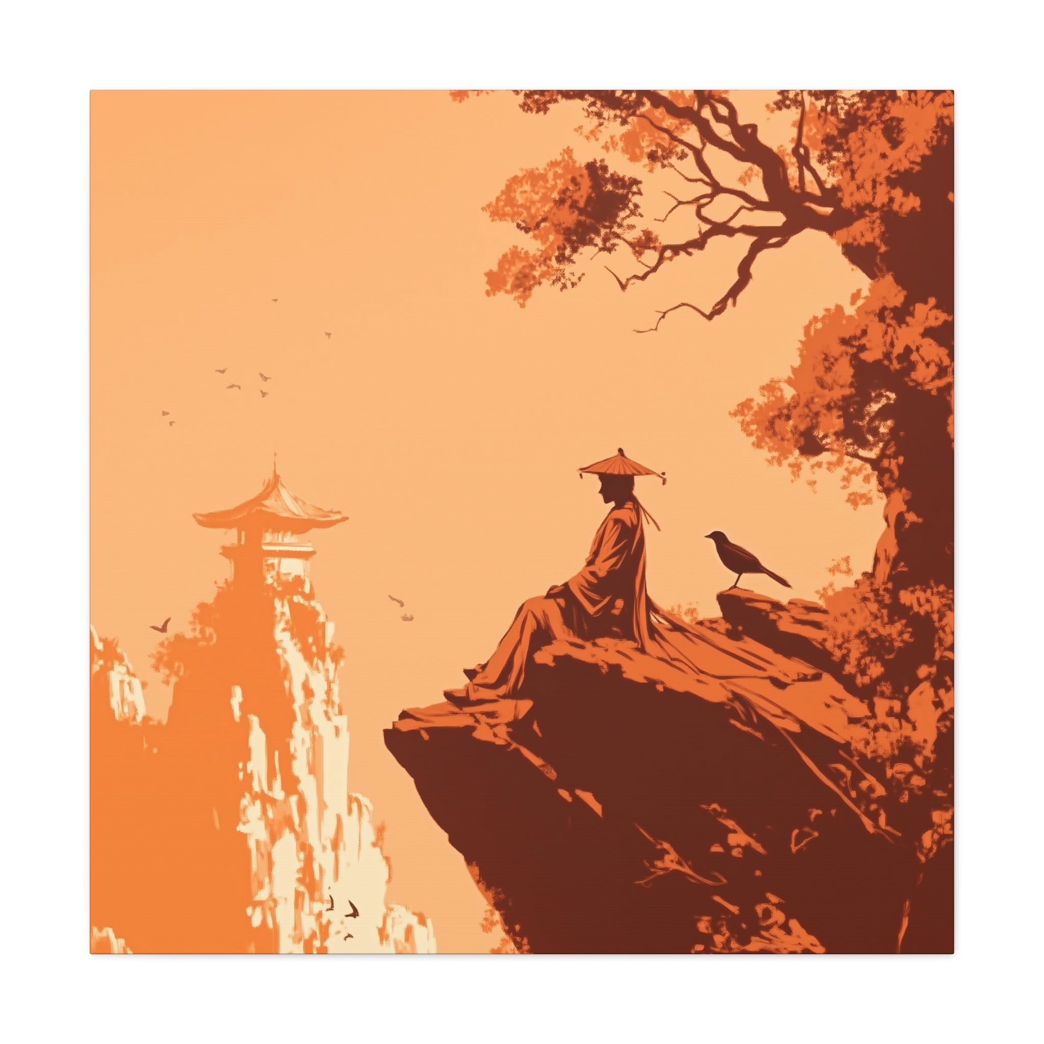 Meditative Canvas Art - Serenity in Orange
