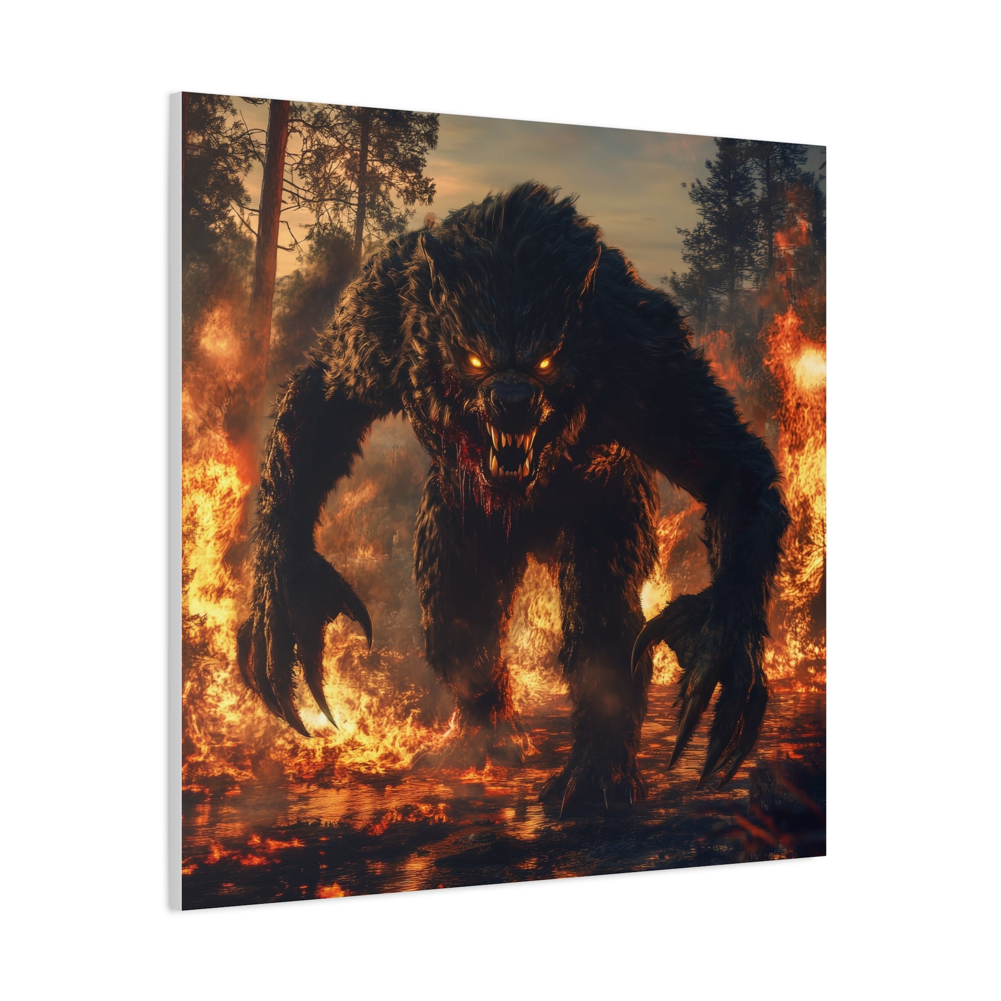 Werewolf Charging Canvas Wall Art