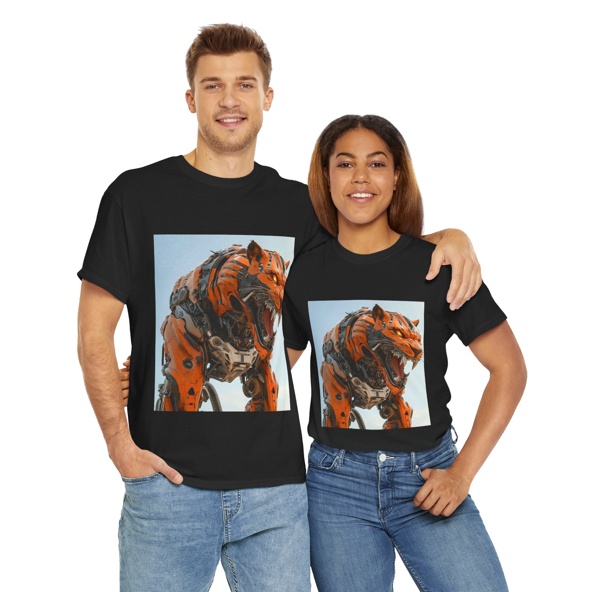 Fierce Robot Tiger Tee, Unisex Heavy Cotton Tee
