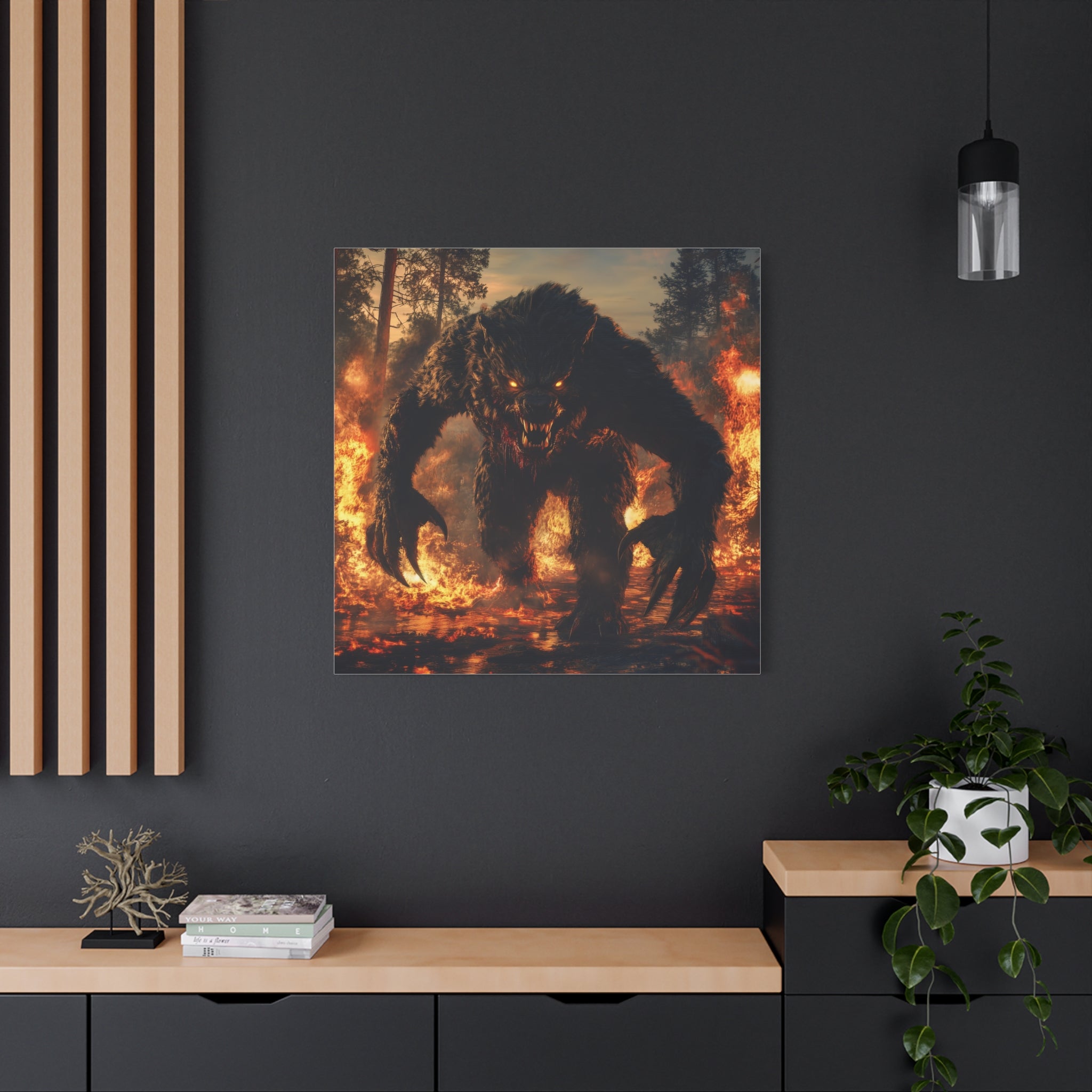 Werewolf Charging Canvas Wall Art