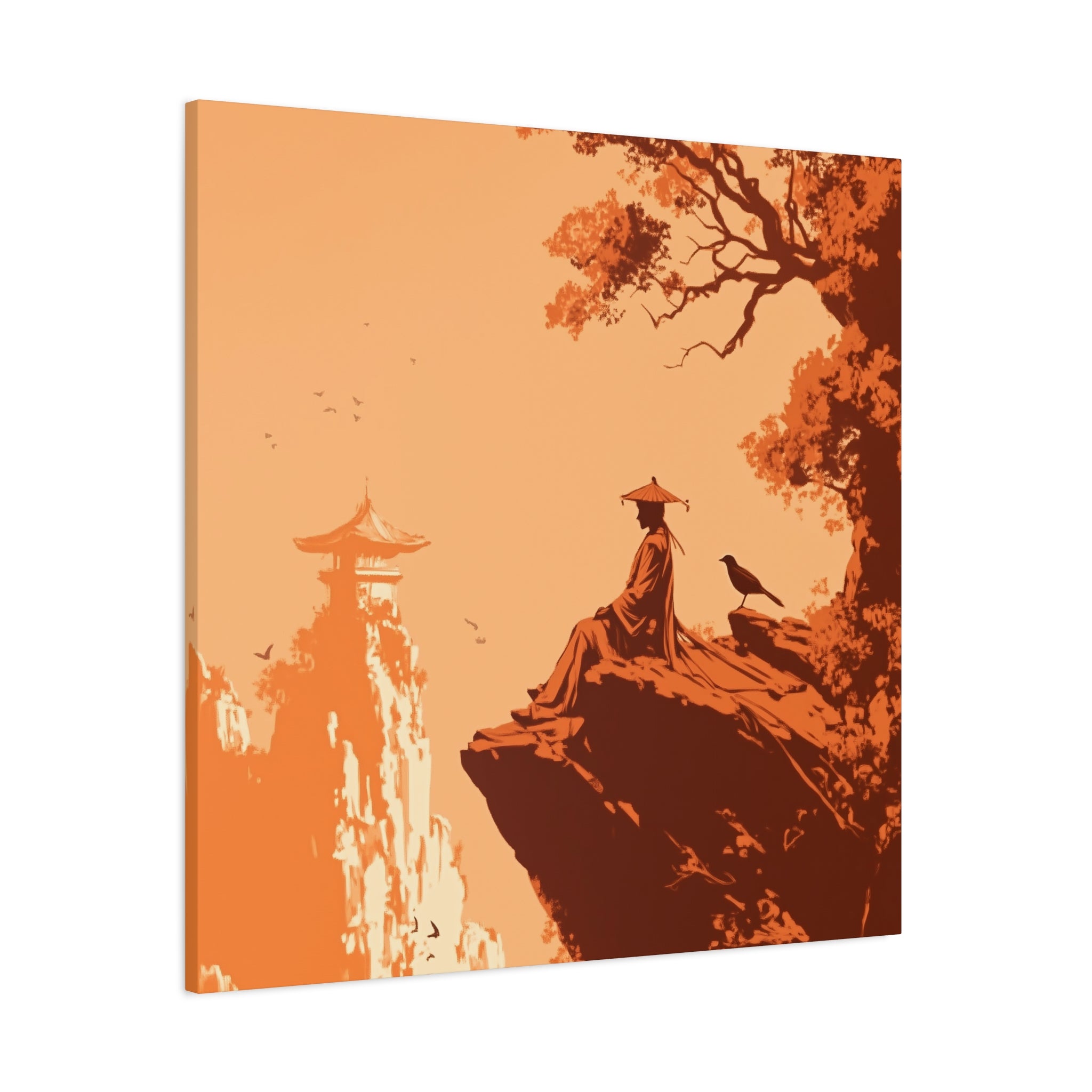 Meditative Canvas Art - Serenity in Orange