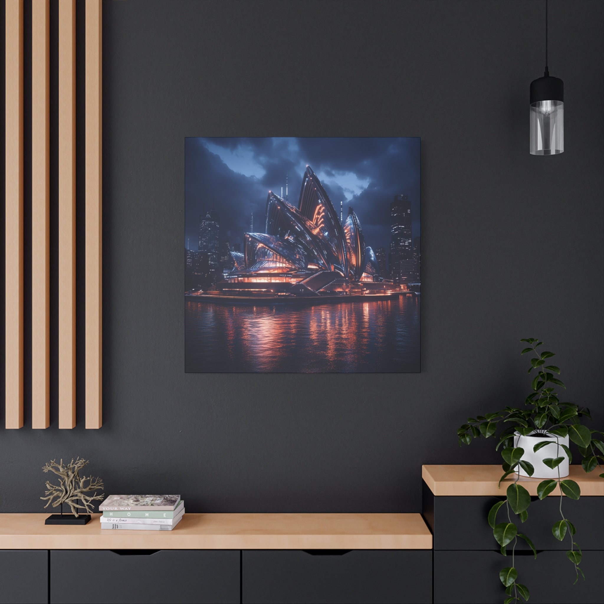Sydney Opera House Canvas Wall Art, Modern Home Decor, Night Cityscape, Gift for Art Lovers, Framed Print, Unique Artwork
