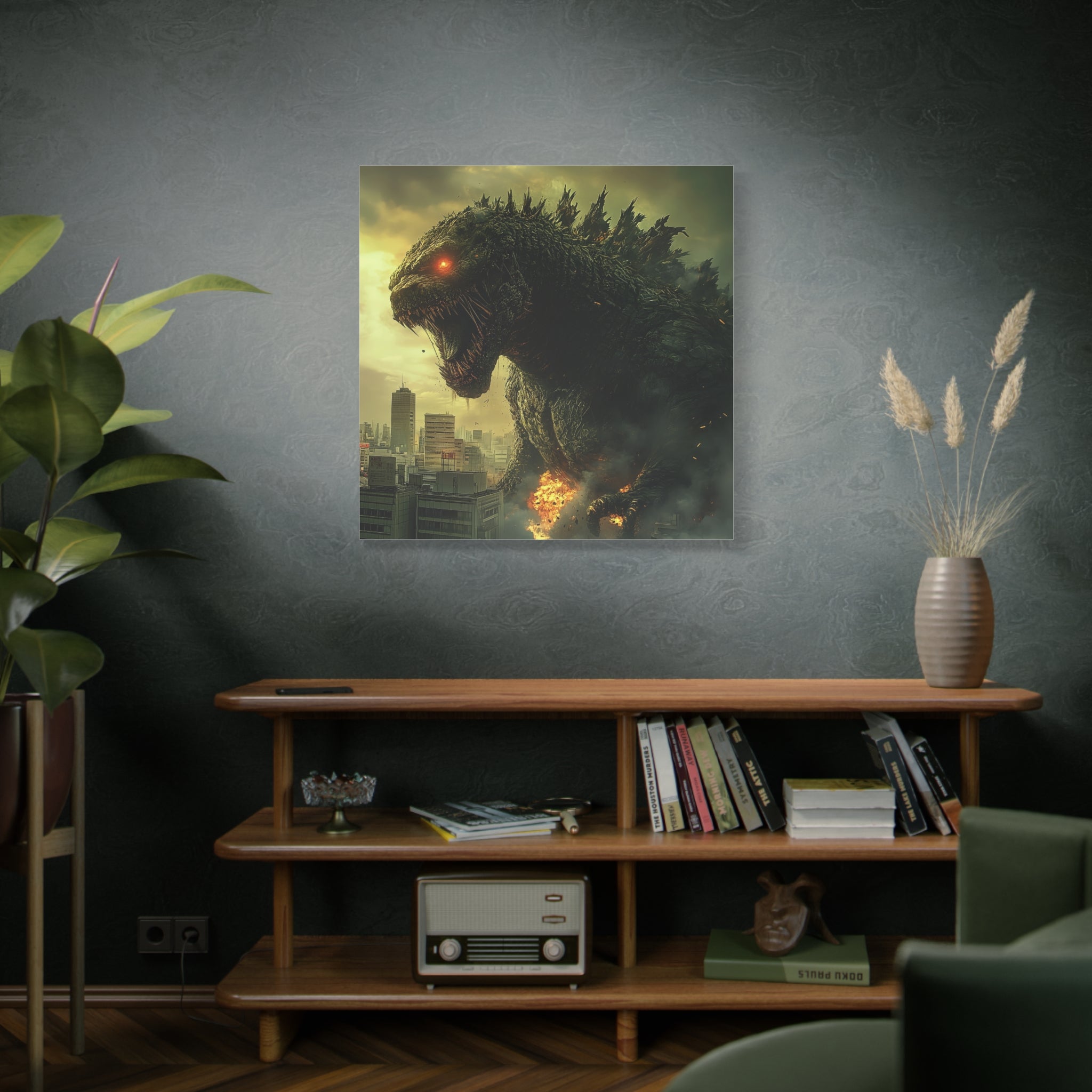 Godzilla Matte Canvas Wall Art - 12" x 12" - Fierce Monster Decor for Fans
