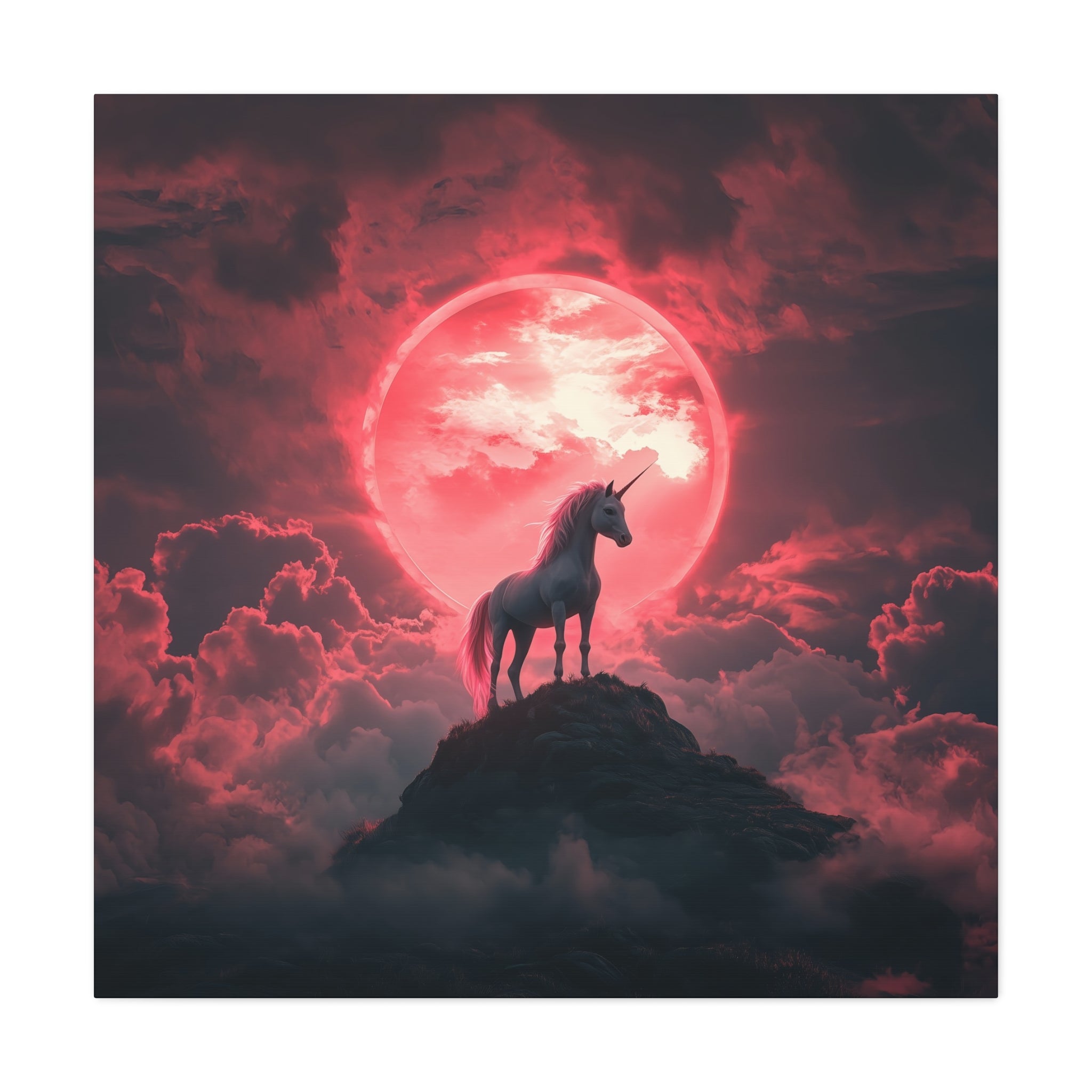 Unicorn Sunset Canvas Wall Art, Magical Home Decor, Gift for Unicorn Lovers, Fantasy Room Decor, Unique Gift Idea, Wall Mounted Art