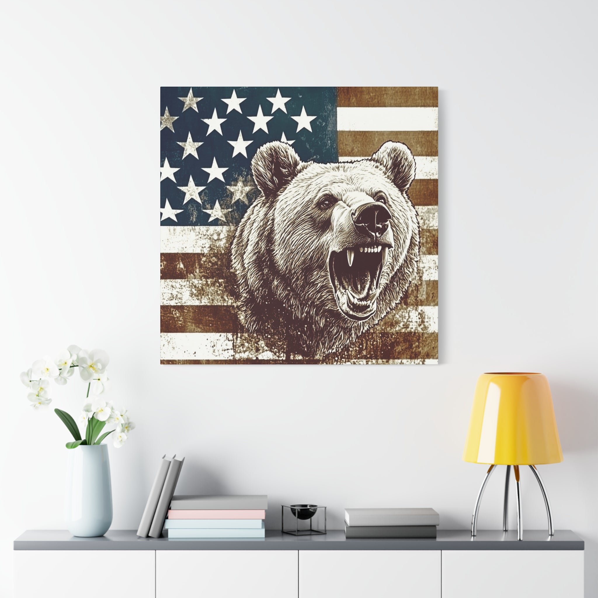 American Bear Canvas Wall Art - Patriotic Decor