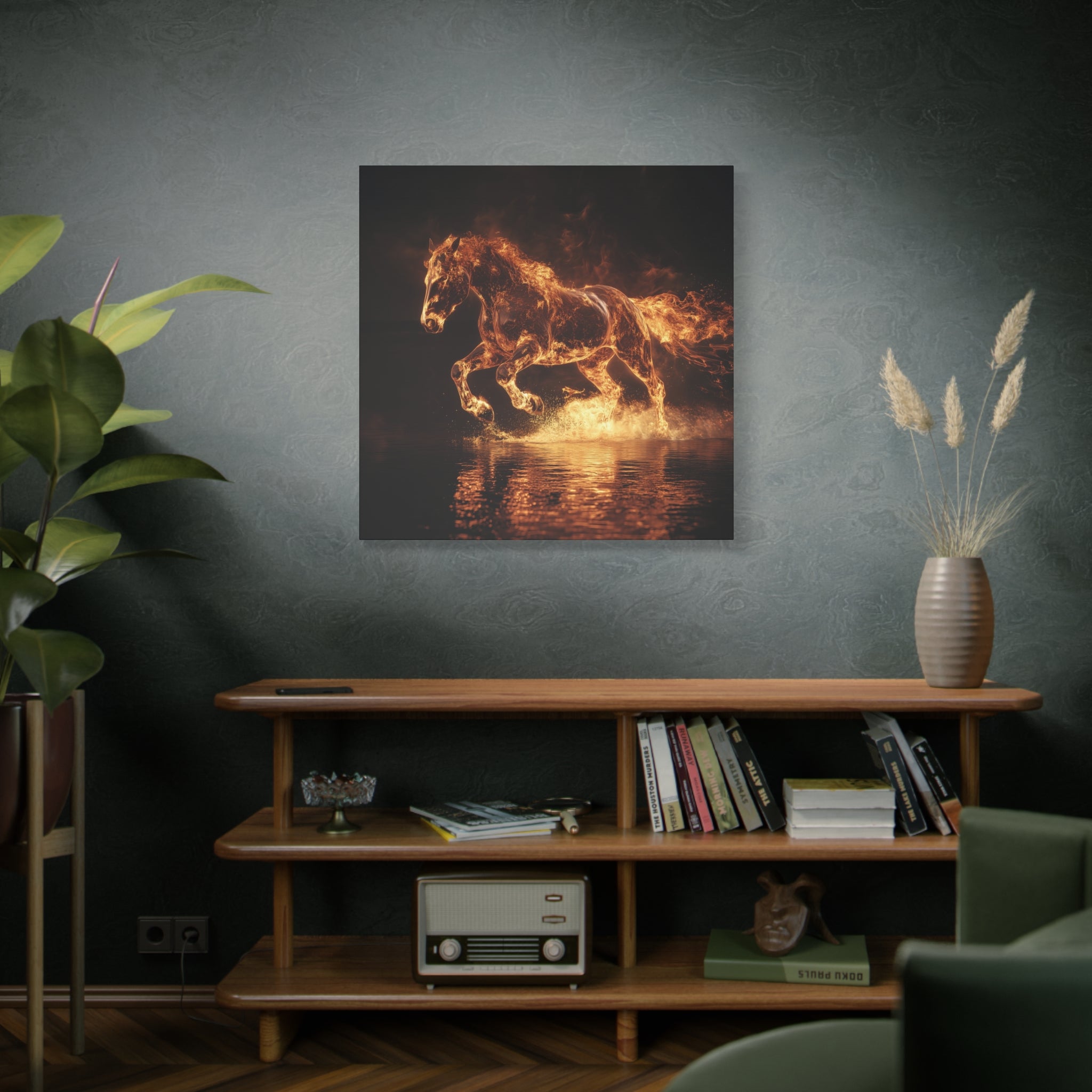 Fiery Horse Canvas Art Print | Home Decor, Horse Lover Gift, Wall Art, Unique Artwork, Gift for Animal Enthusiasts