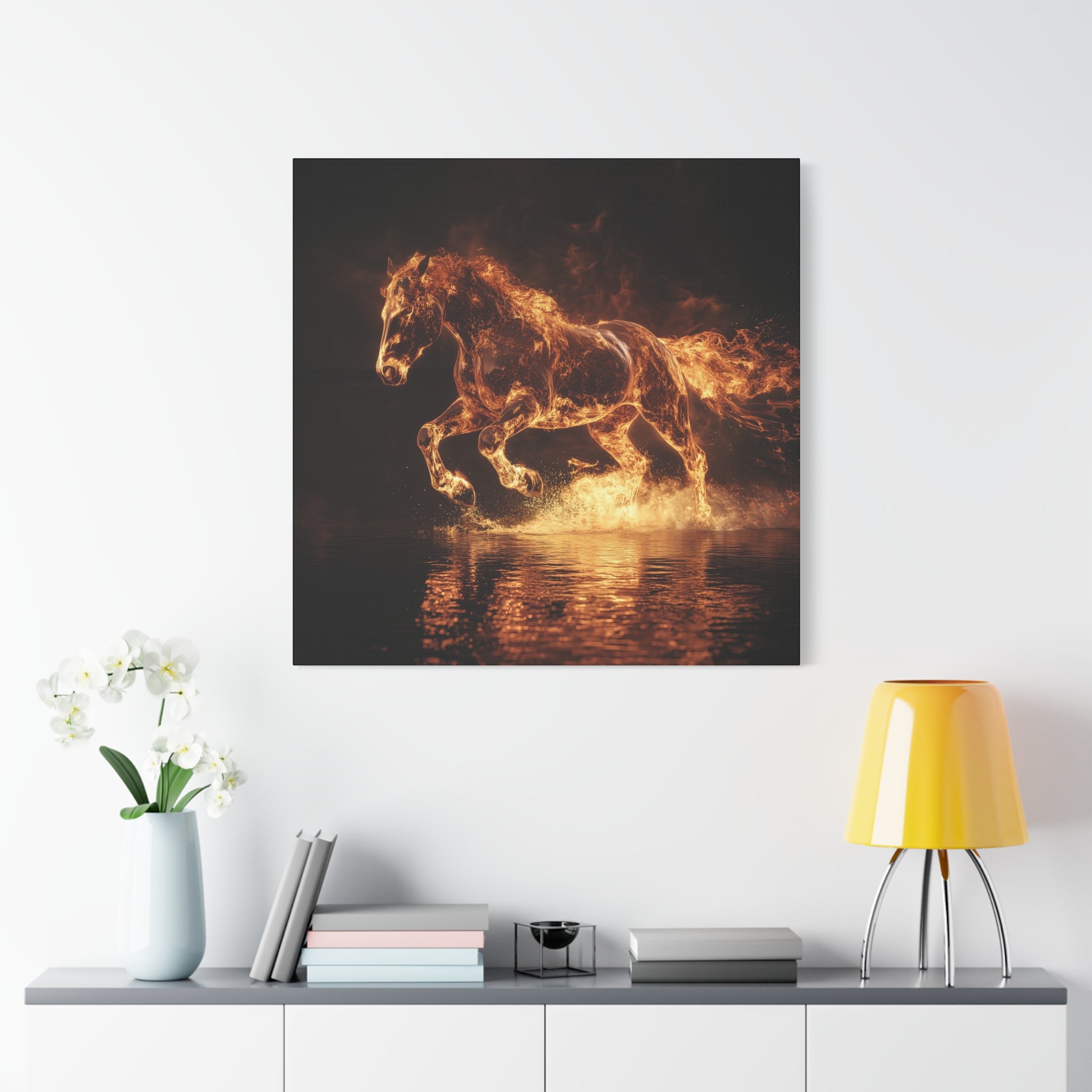 Fiery Horse Canvas Art Print | Home Decor, Horse Lover Gift, Wall Art, Unique Artwork, Gift for Animal Enthusiasts