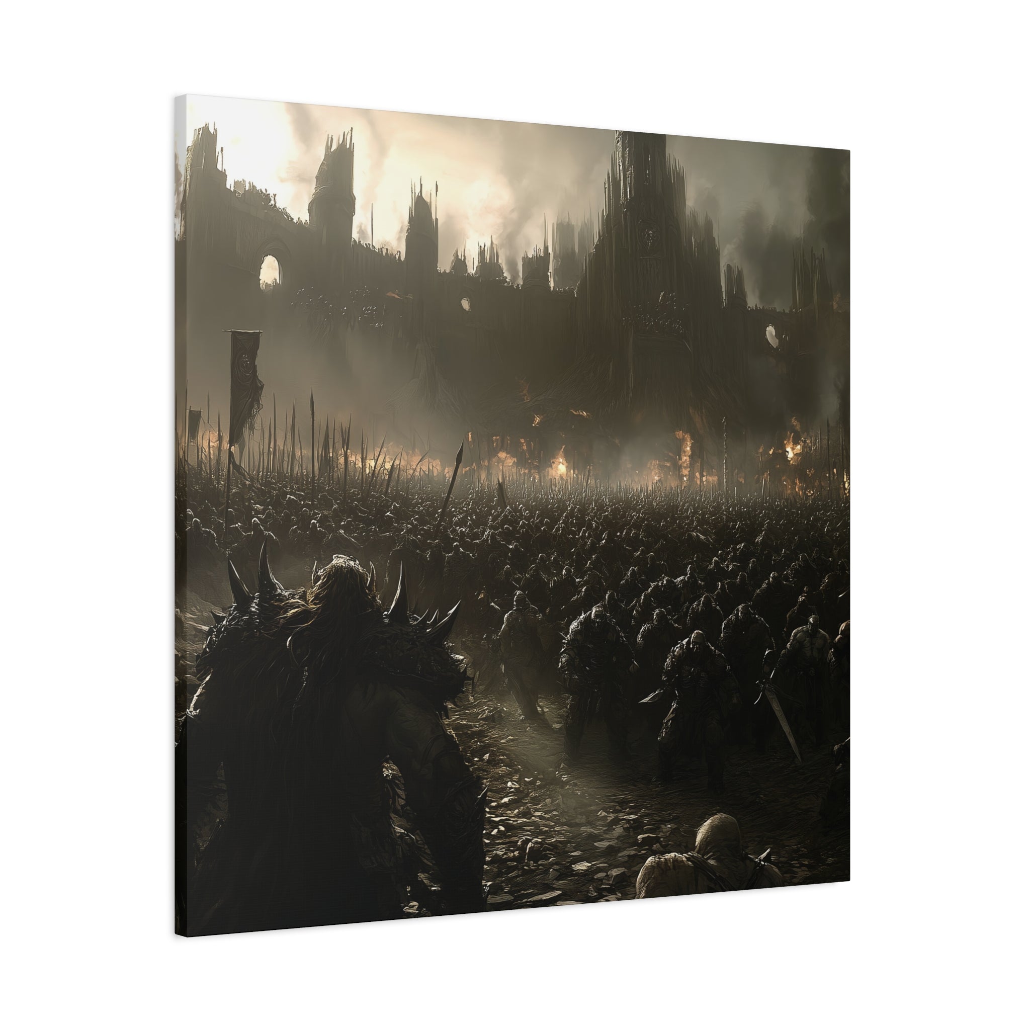 Epic Orc Army Wall Art Canvas, Stretched Print for Game Lovers, Home Decor, Office Artwork, Gift for Gamers, Adventure Scene