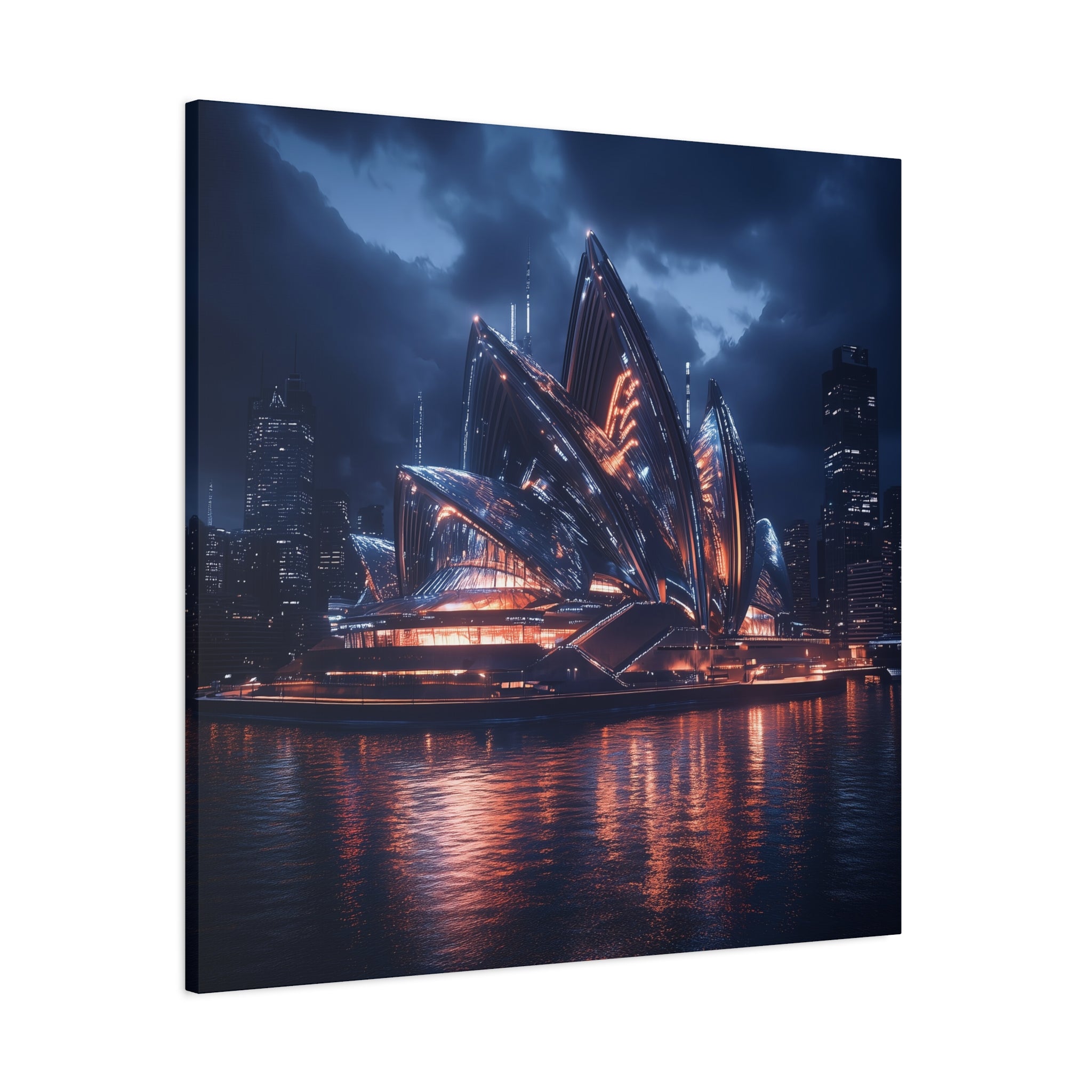 Sydney Opera House Canvas Wall Art, Modern Home Decor, Night Cityscape, Gift for Art Lovers, Framed Print, Unique Artwork