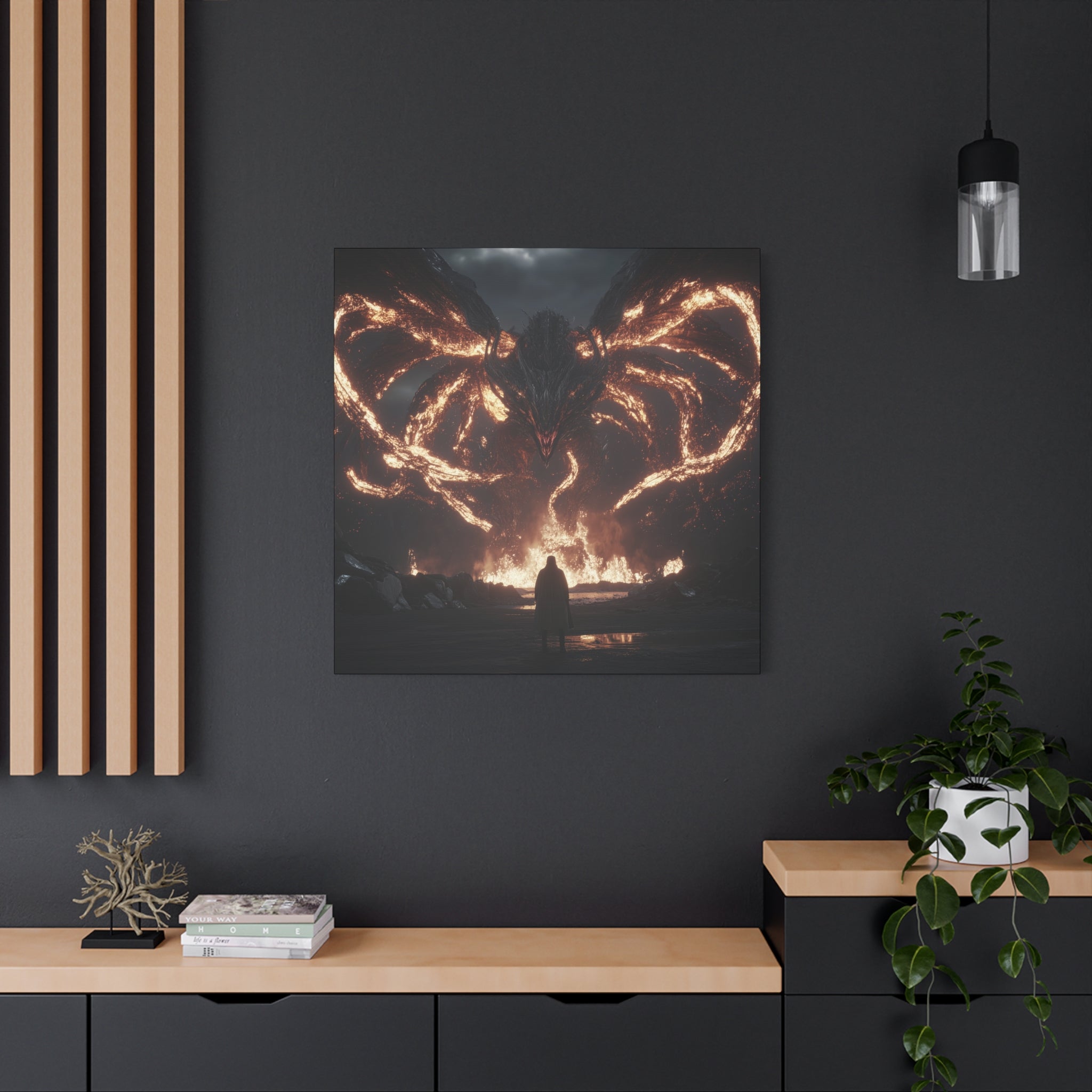 Epic Fantasy Wall Art Canvas - Mythical Dragon Design