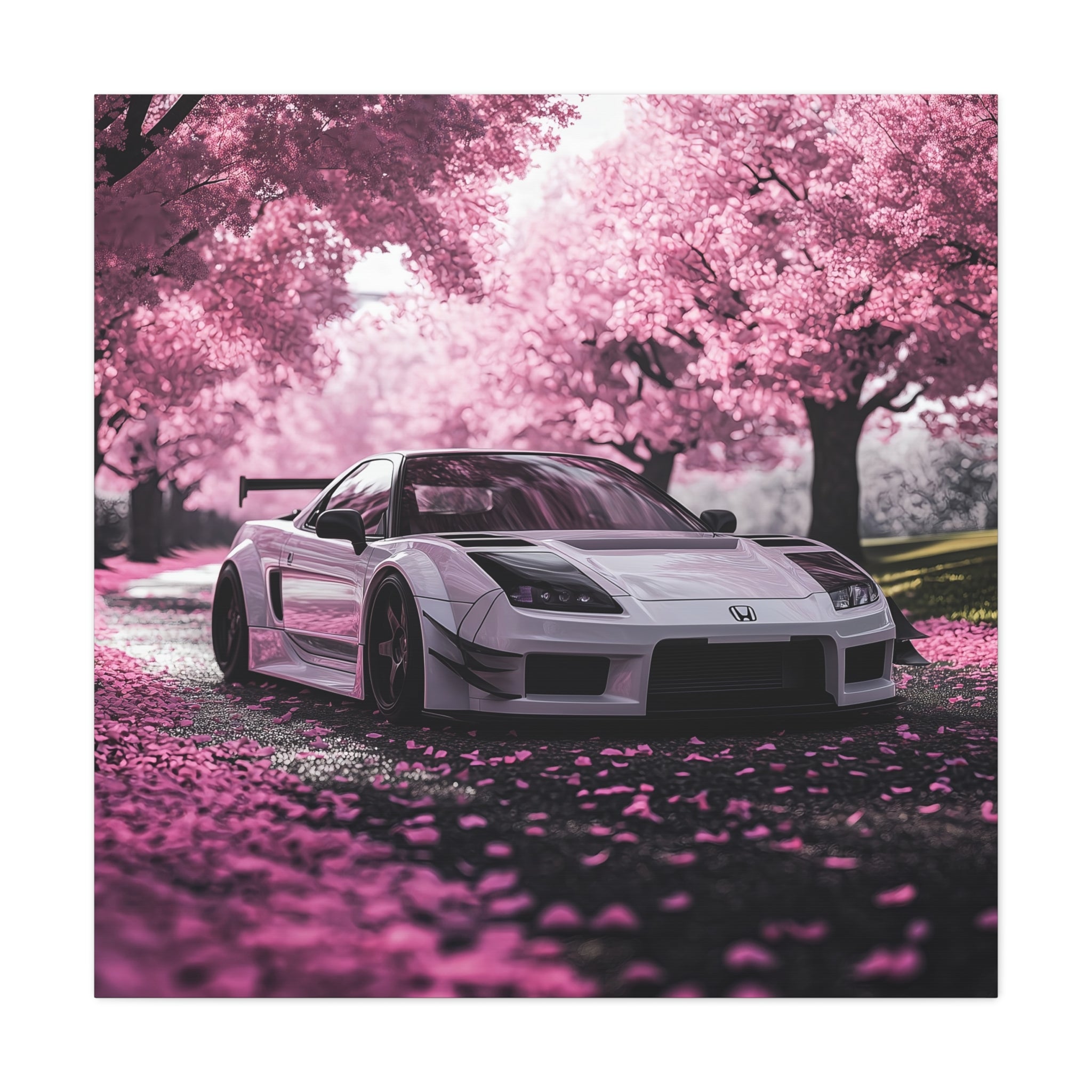 Japanese Cherry Blossom Trees with Honda NSX Type R Canvas Art Print