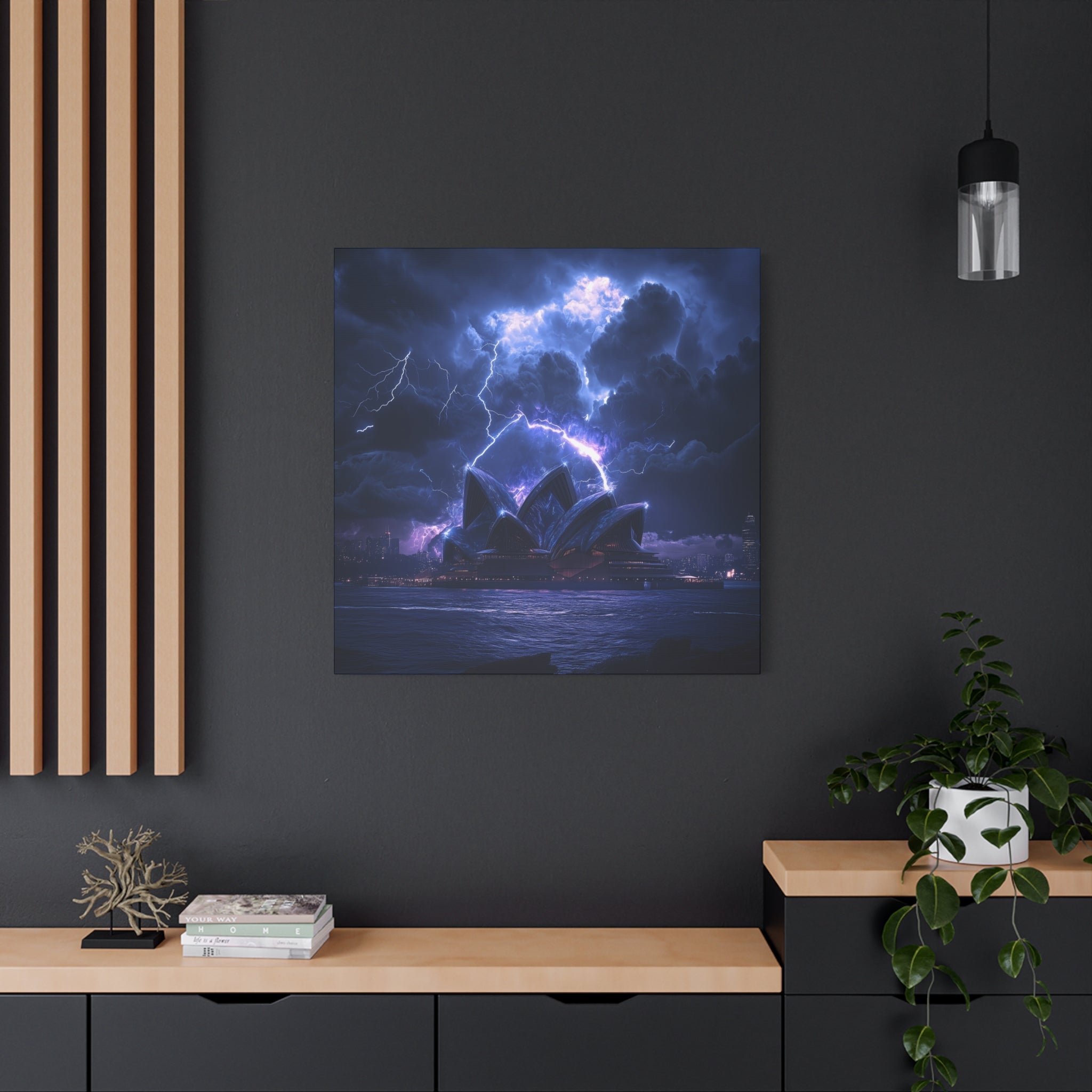 Stormy Sydney Opera House Canvas Print, Wall Art, Home Decor, Gift, Night Sky Art, Lightning Artwork
