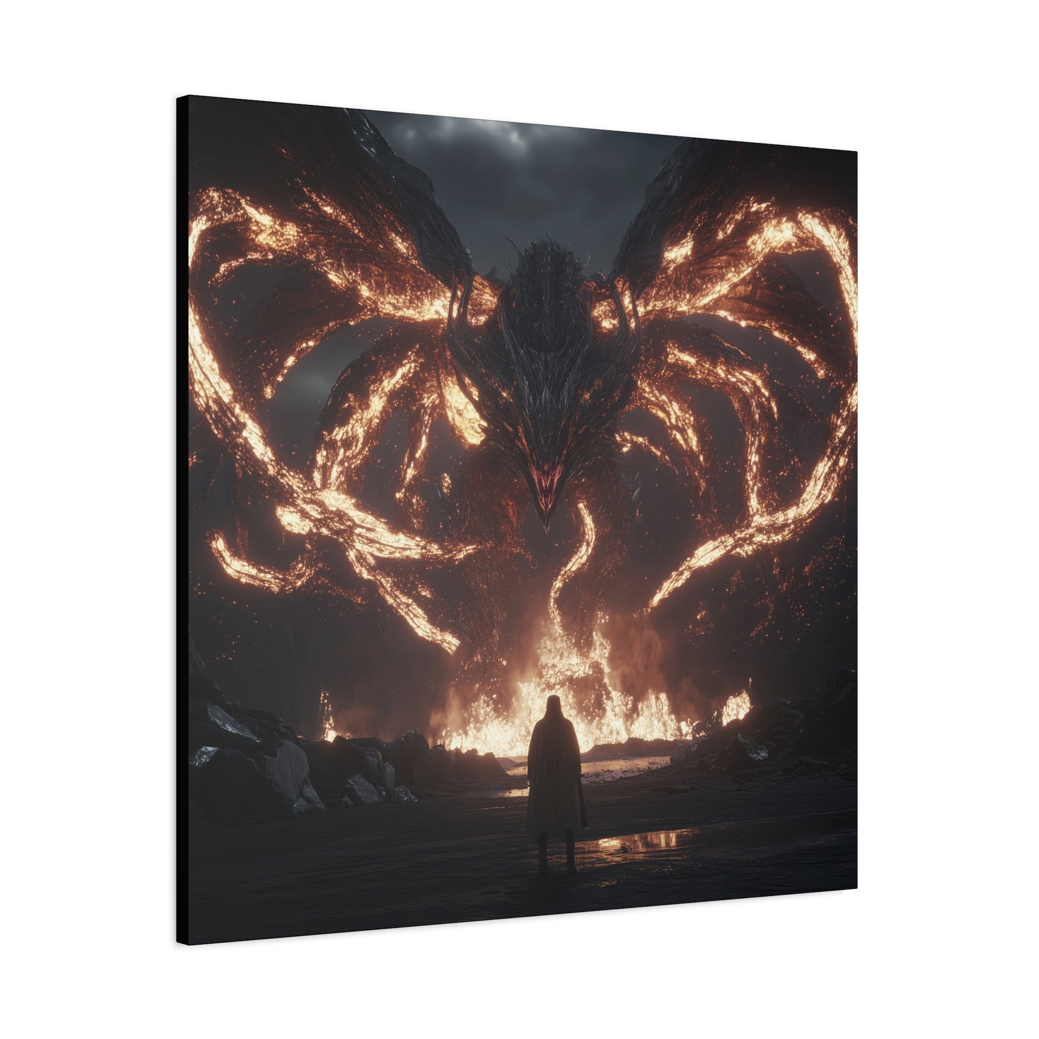 Epic Fantasy Wall Art Canvas - Mythical Dragon Design