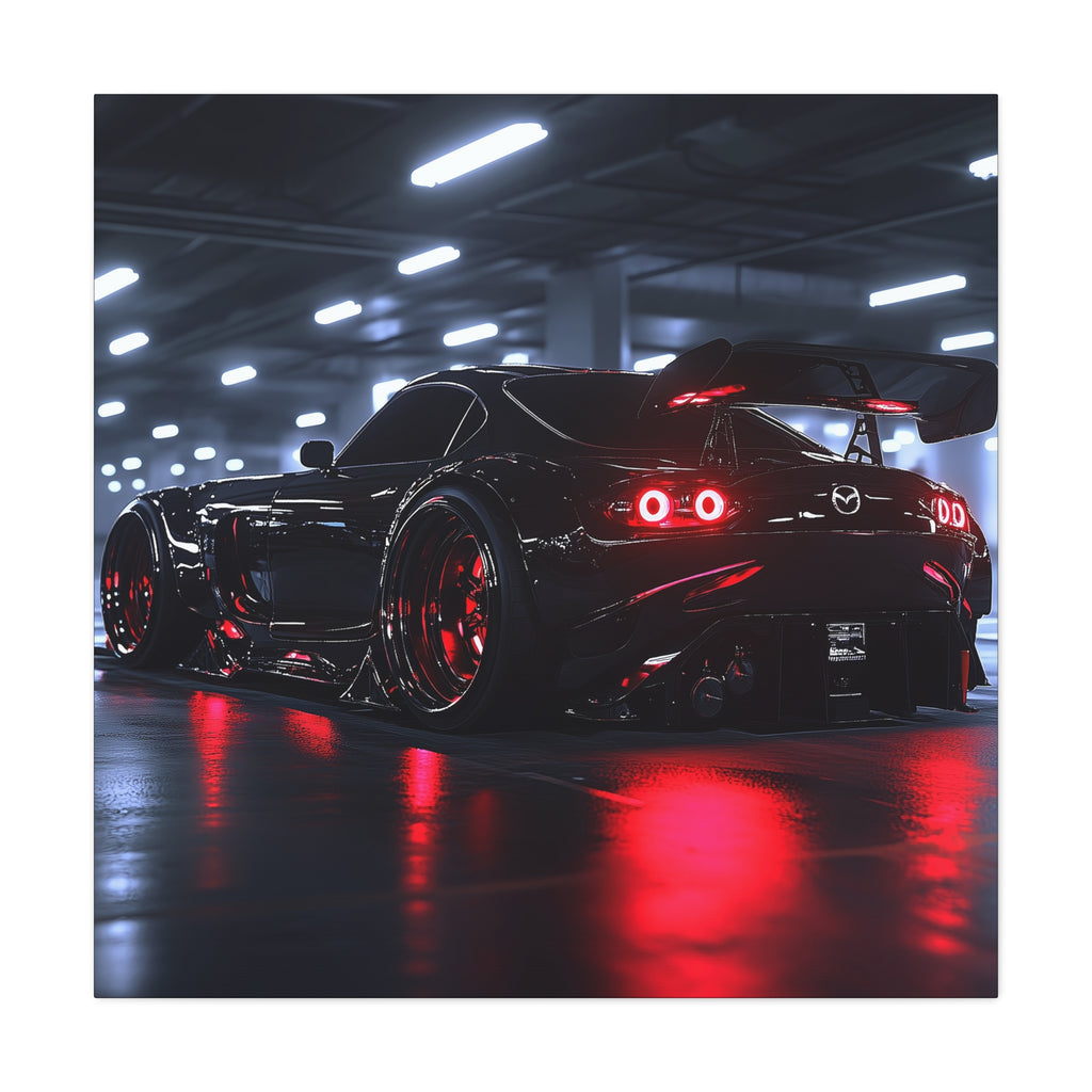 Mazda RX8 With Red Neon Lights Car Wall Decor