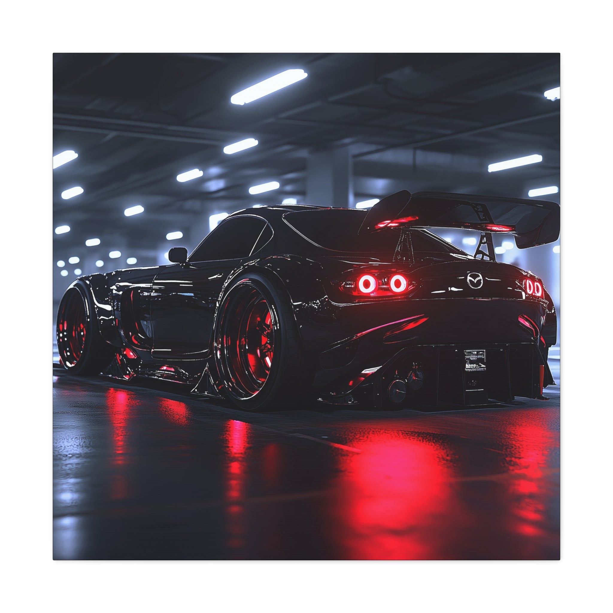 Mazda RX8 With Red Neon Lights Car Wall Decor