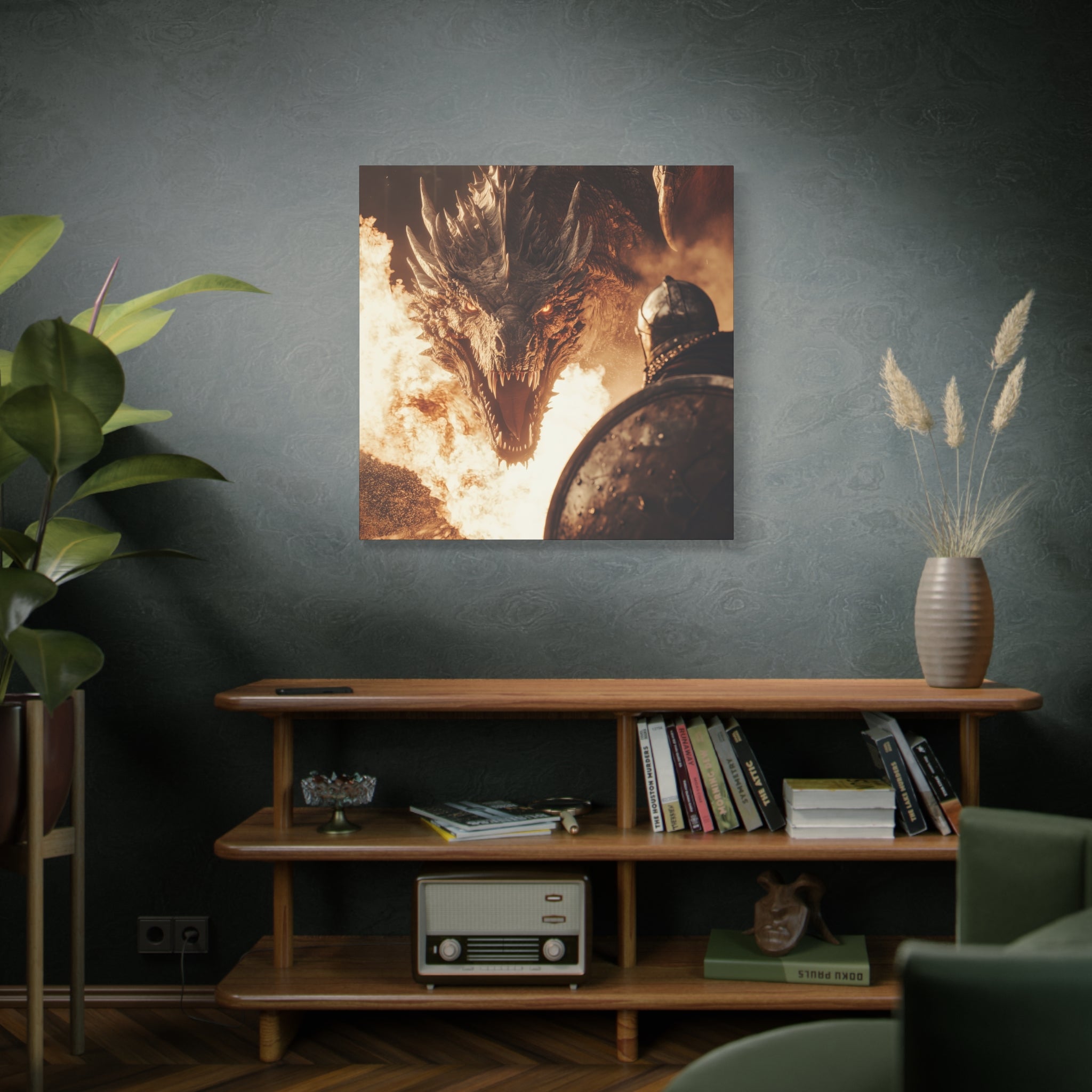 Epic Dragon Battle Canvas Art - Fantasy Wall Decor for Gamers