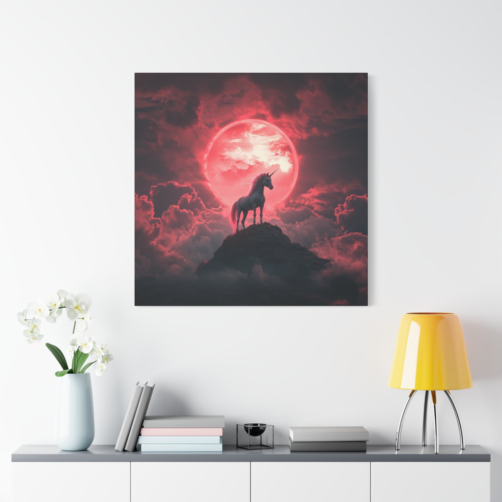 Unicorn Sunset Canvas Wall Art, Magical Home Decor, Gift for Unicorn Lovers, Fantasy Room Decor, Unique Gift Idea, Wall Mounted Art