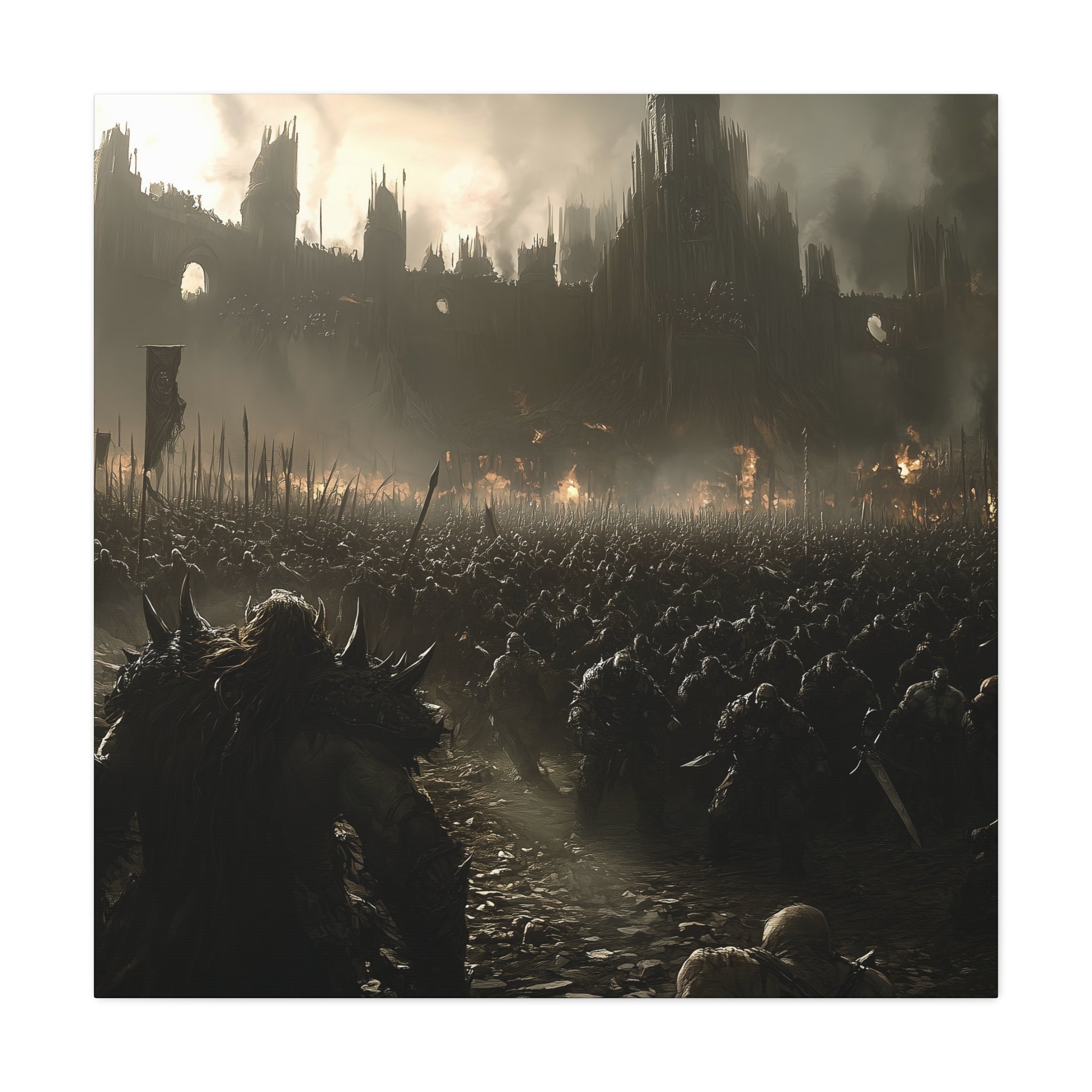 Epic Orc Army Wall Art Canvas, Stretched Print for Game Lovers, Home Decor, Office Artwork, Gift for Gamers, Adventure Scene
