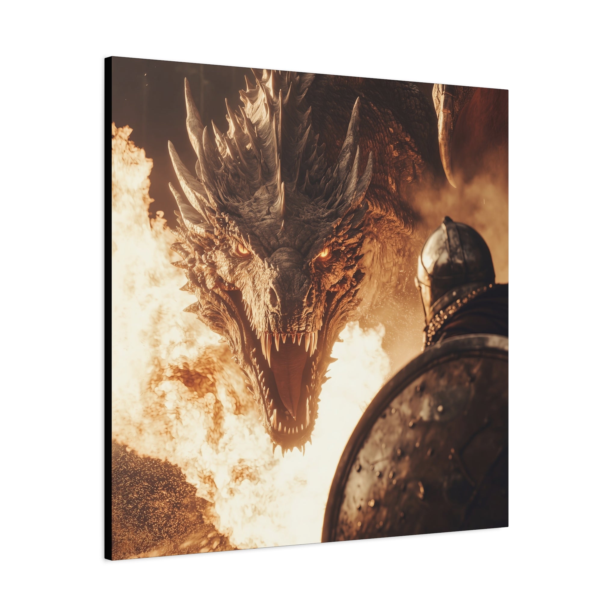 Epic Dragon Battle Canvas Art - Fantasy Wall Decor for Gamers