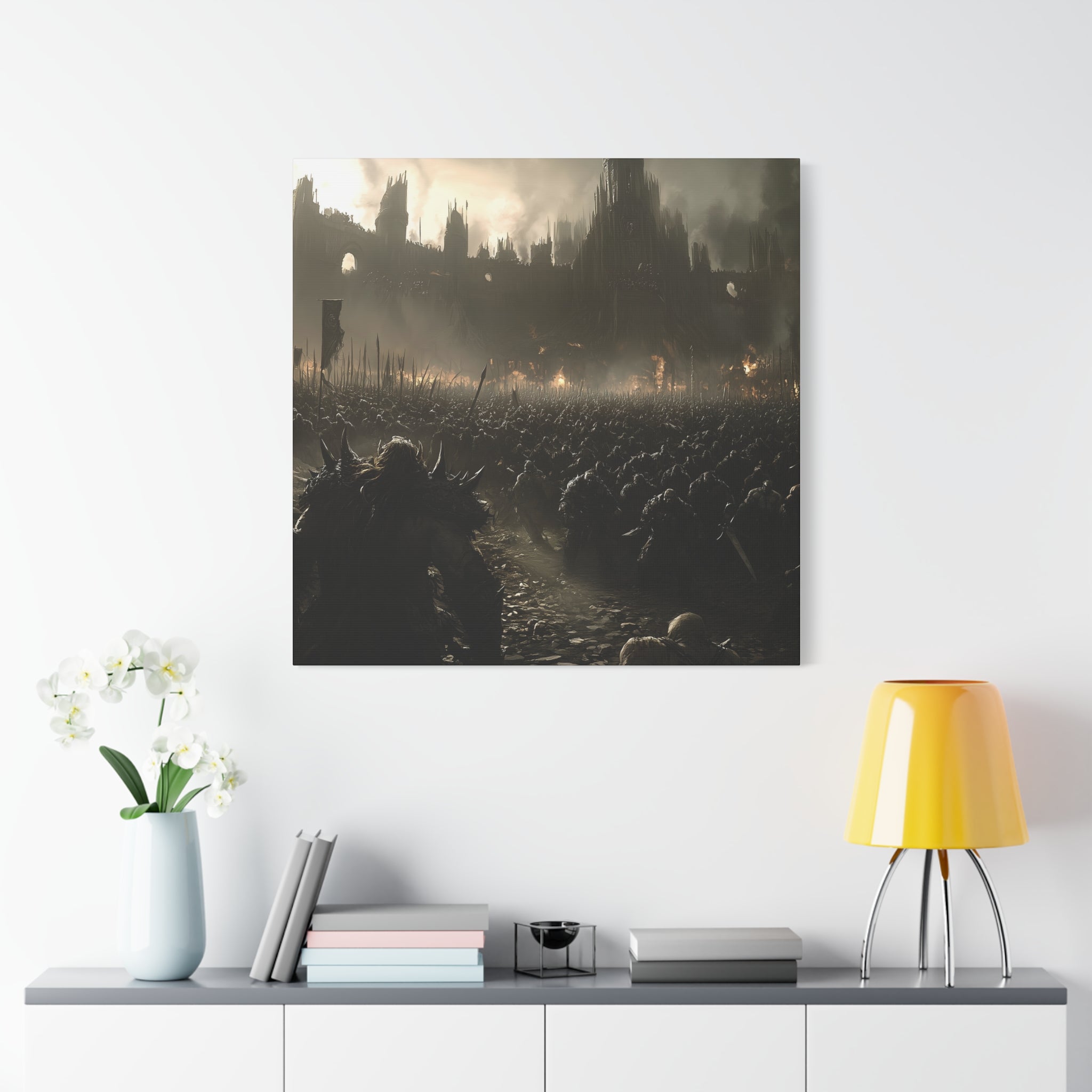 Epic Orc Army Wall Art Canvas, Stretched Print for Game Lovers, Home Decor, Office Artwork, Gift for Gamers, Adventure Scene