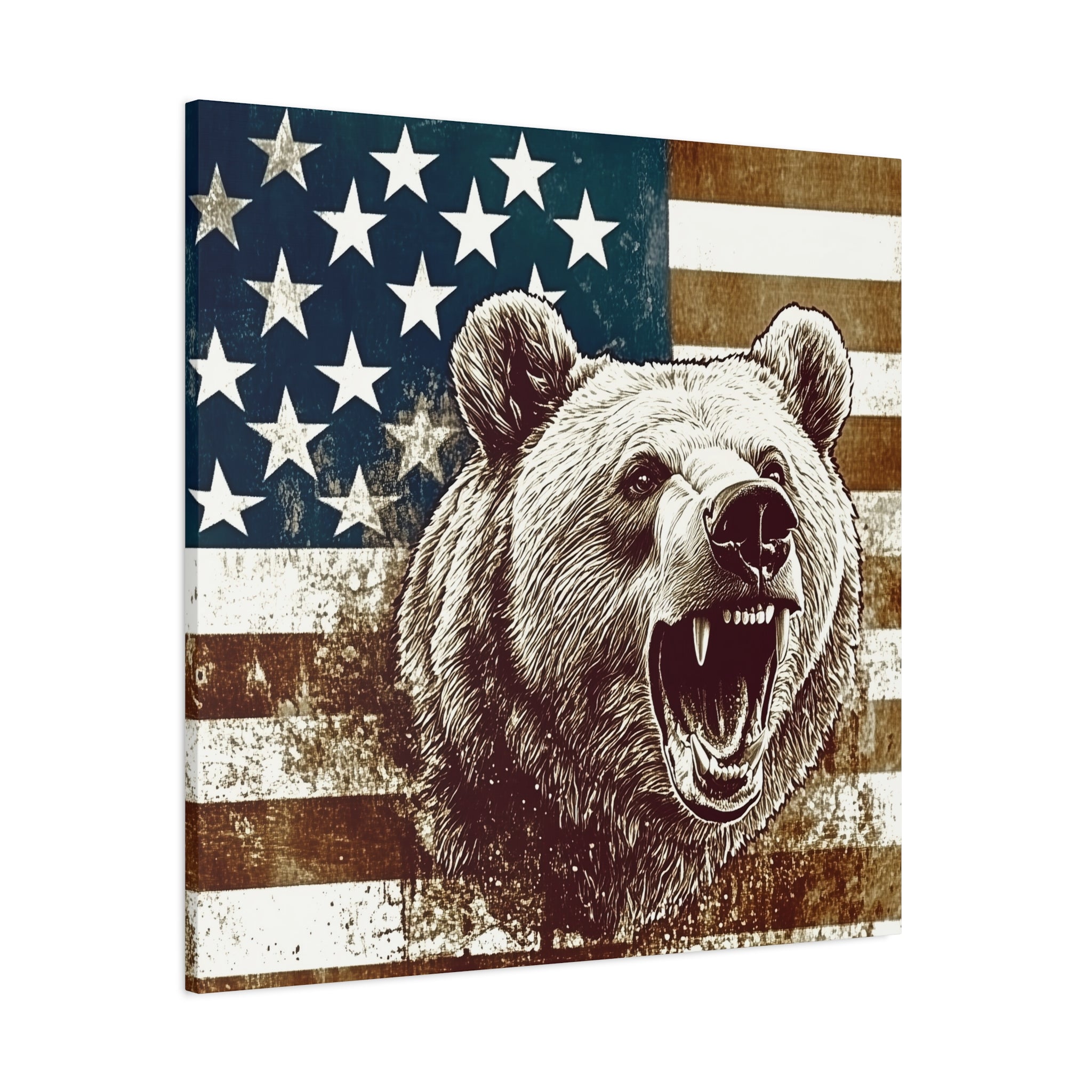 American Bear Canvas Wall Art - Patriotic Decor