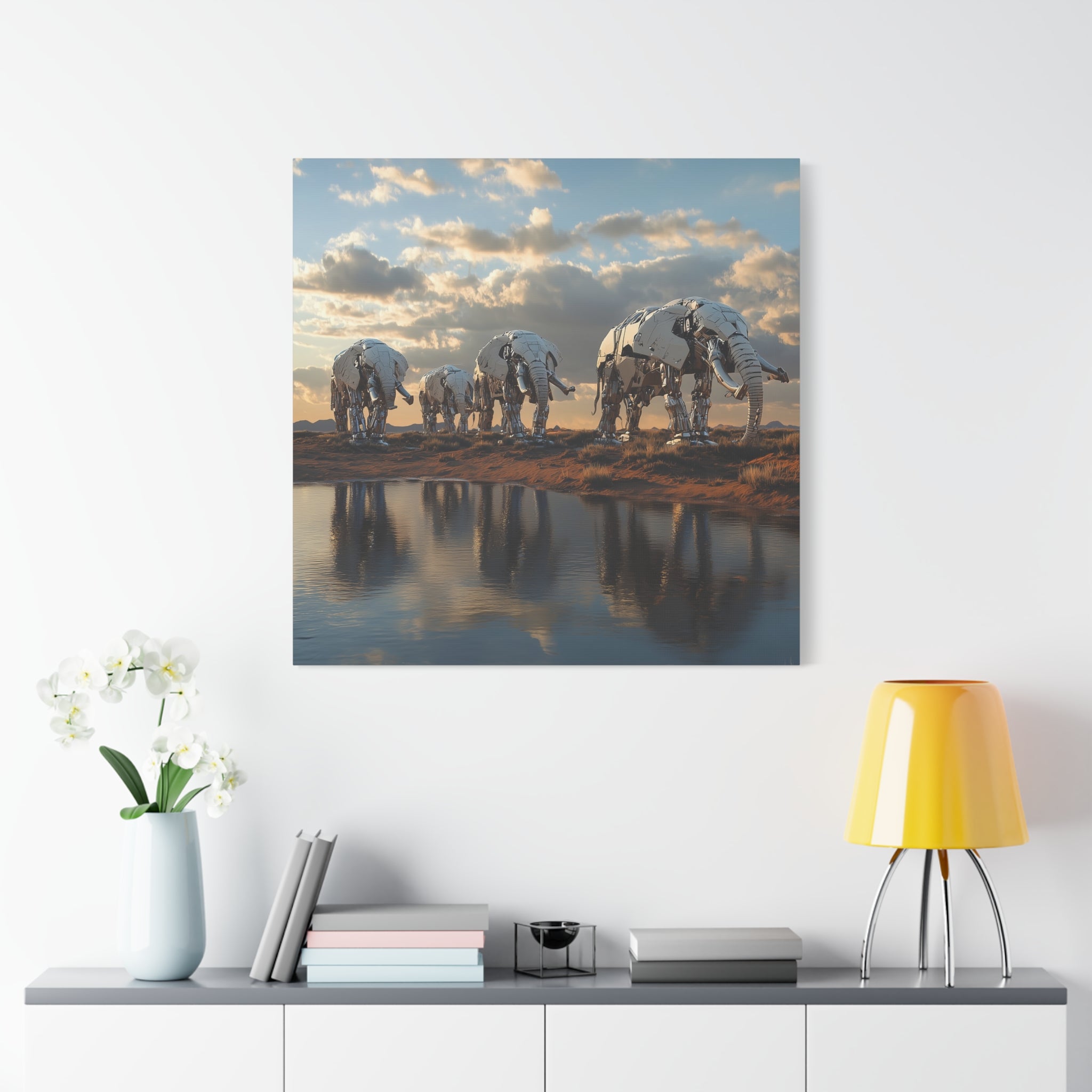Metallic Elephant Canvas Wall Art