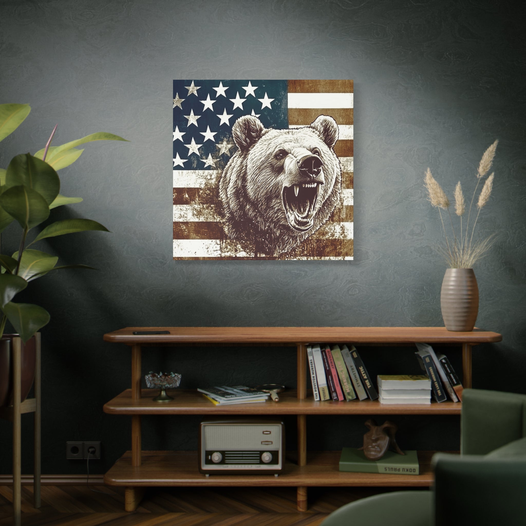 American Bear Canvas Wall Art - Patriotic Decor