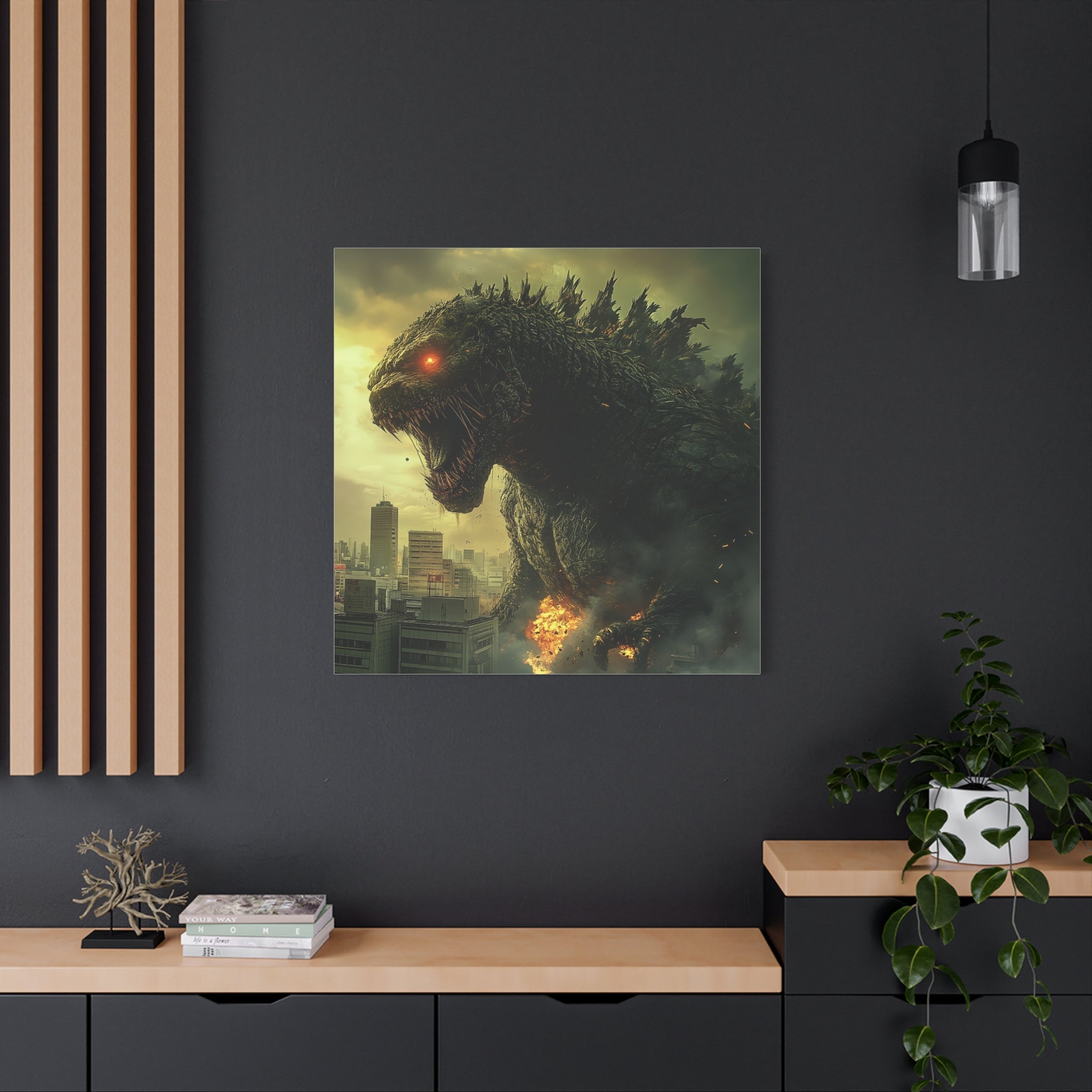 Godzilla Matte Canvas Wall Art - 12" x 12" - Fierce Monster Decor for Fans