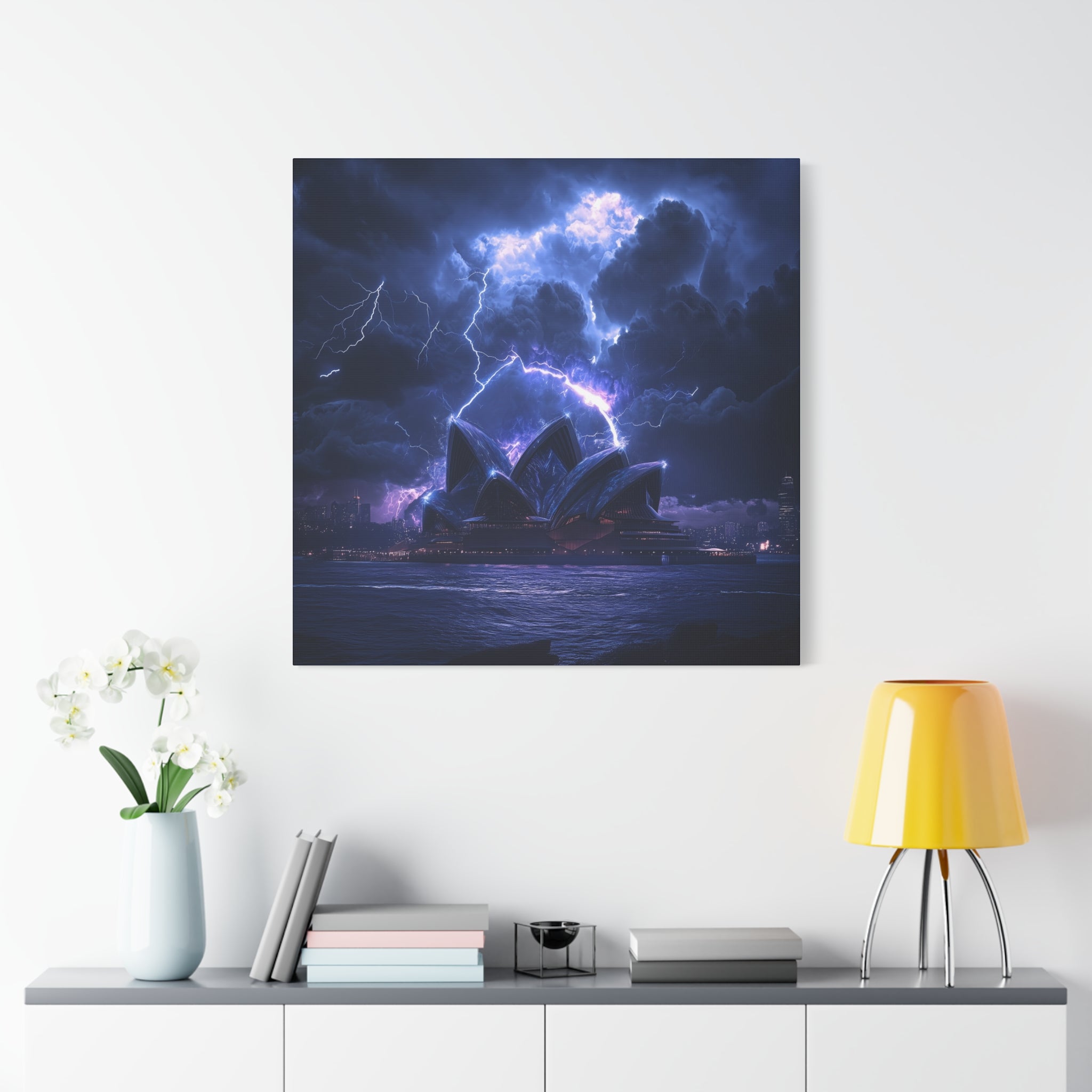 Stormy Sydney Opera House Canvas Print, Wall Art, Home Decor, Gift, Night Sky Art, Lightning Artwork