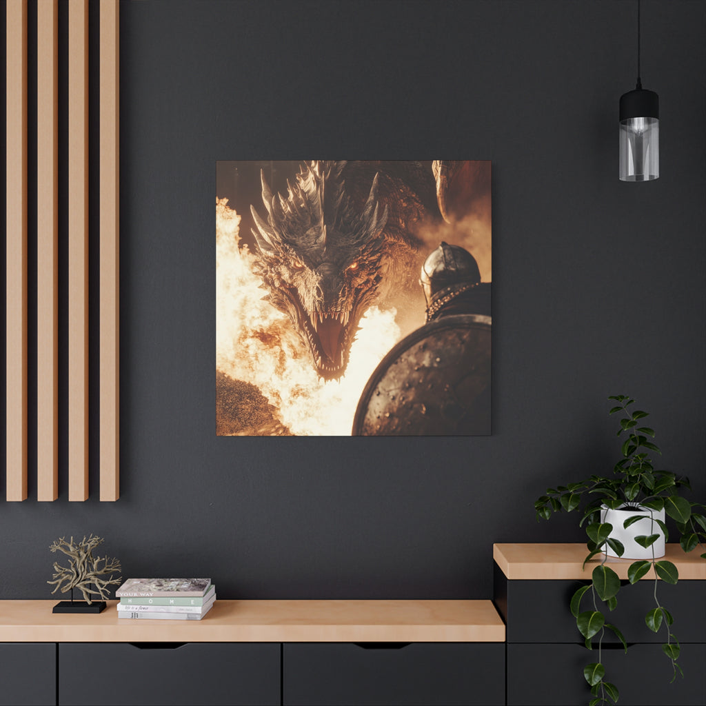 Epic Dragon Battle Canvas Art - Fantasy Wall Decor for Gamers