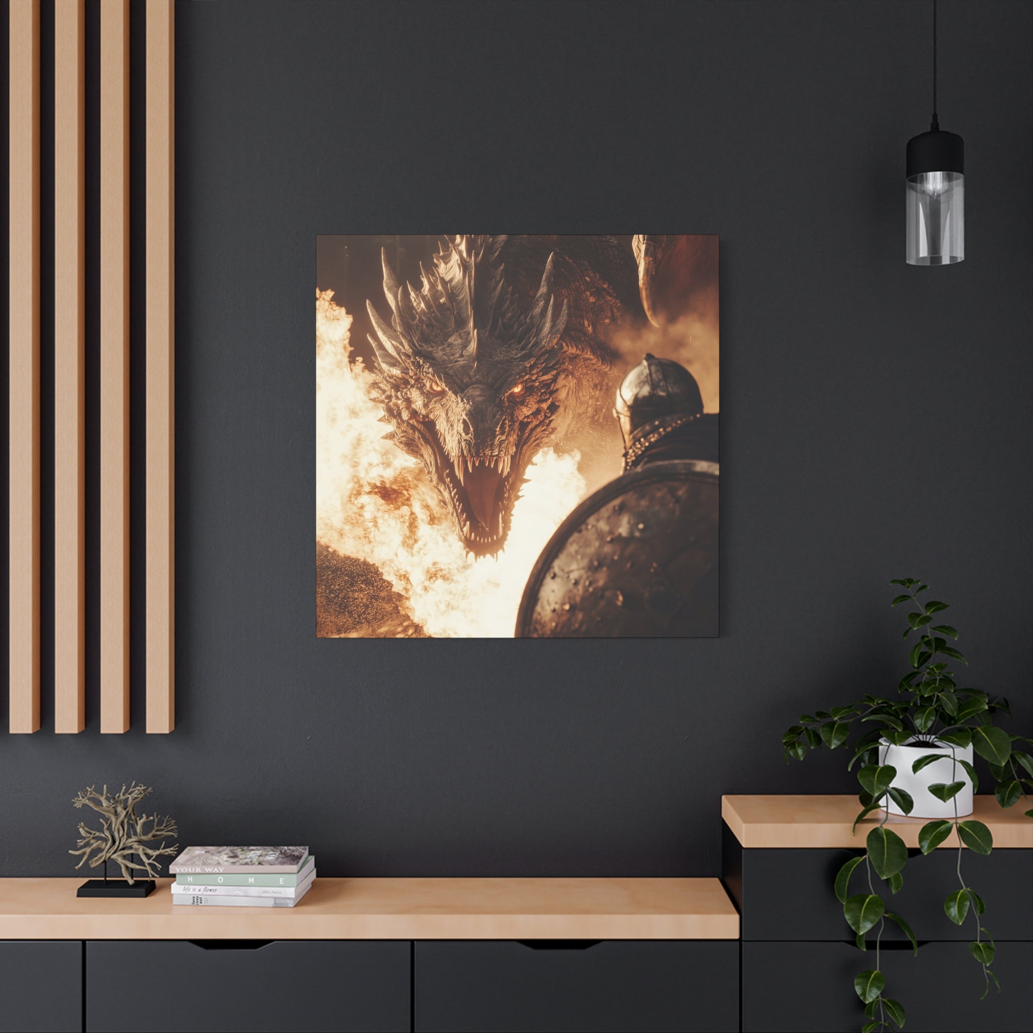 Epic Dragon Battle Canvas Art - Fantasy Wall Decor for Gamers