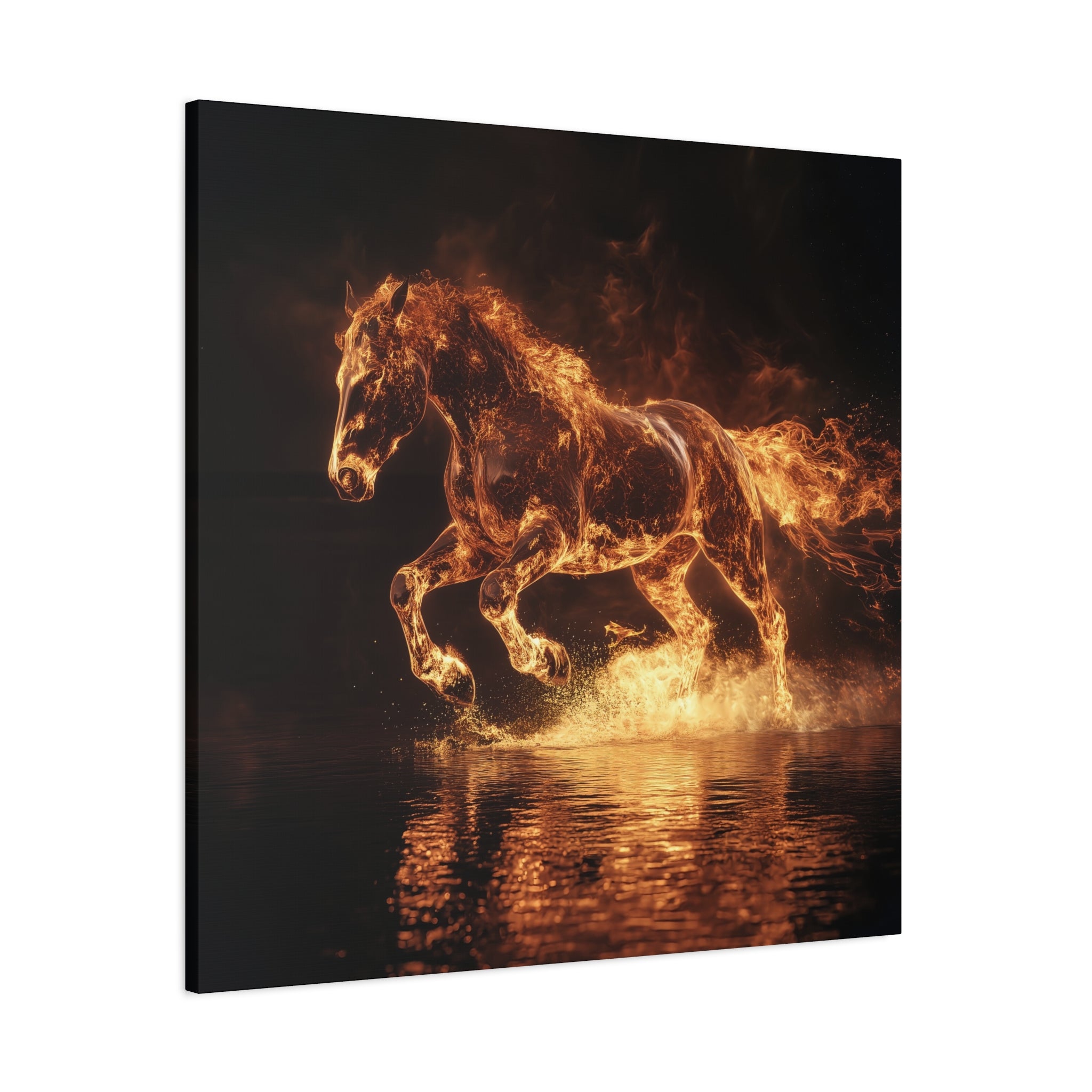 Fiery Horse Canvas Art Print | Home Decor, Horse Lover Gift, Wall Art, Unique Artwork, Gift for Animal Enthusiasts
