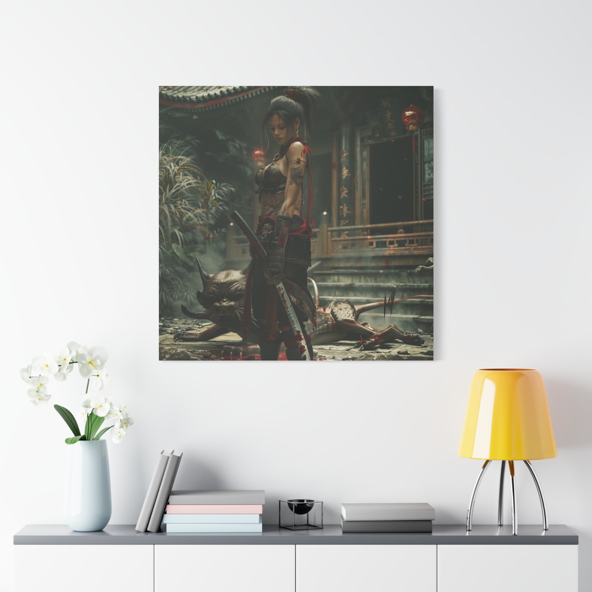 Warrior Spirit Matte Canvas Print – 1.25" Stretched Wall Art for Anime Lovers