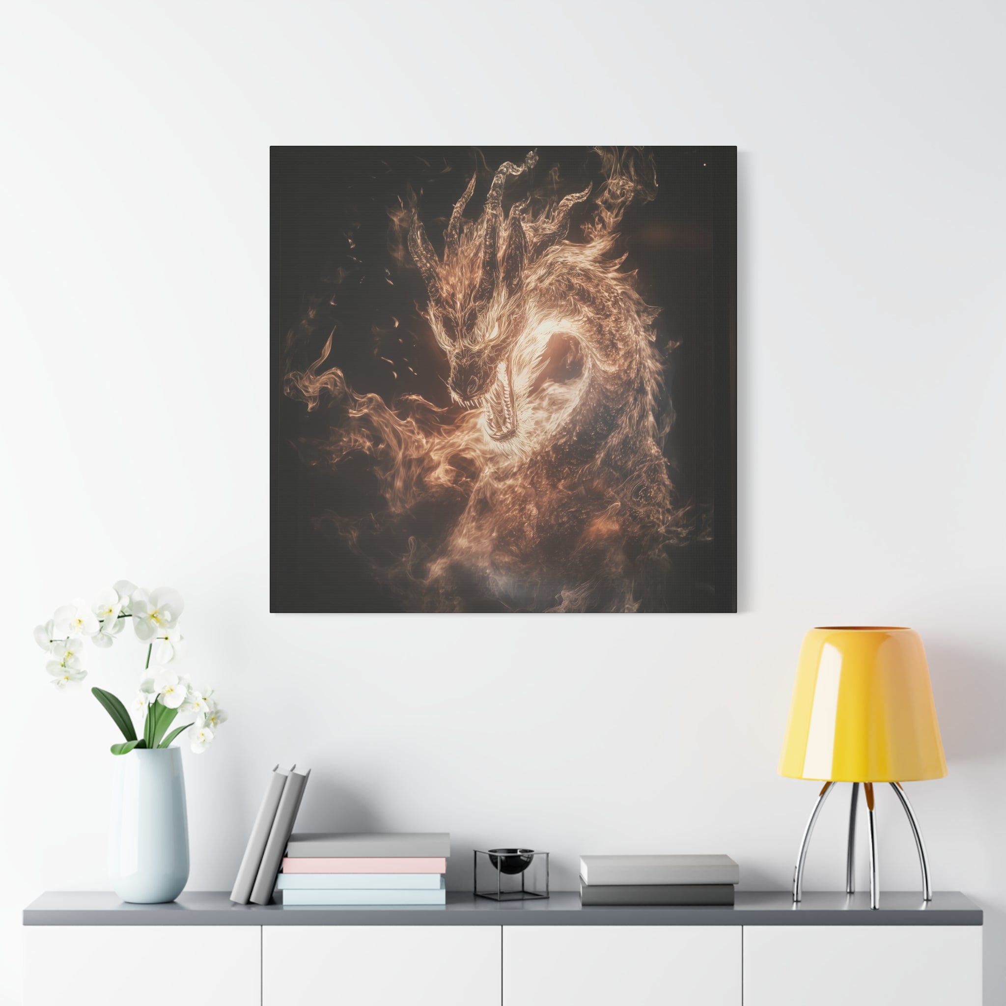 Fiery Mystical Dragon Wall Art