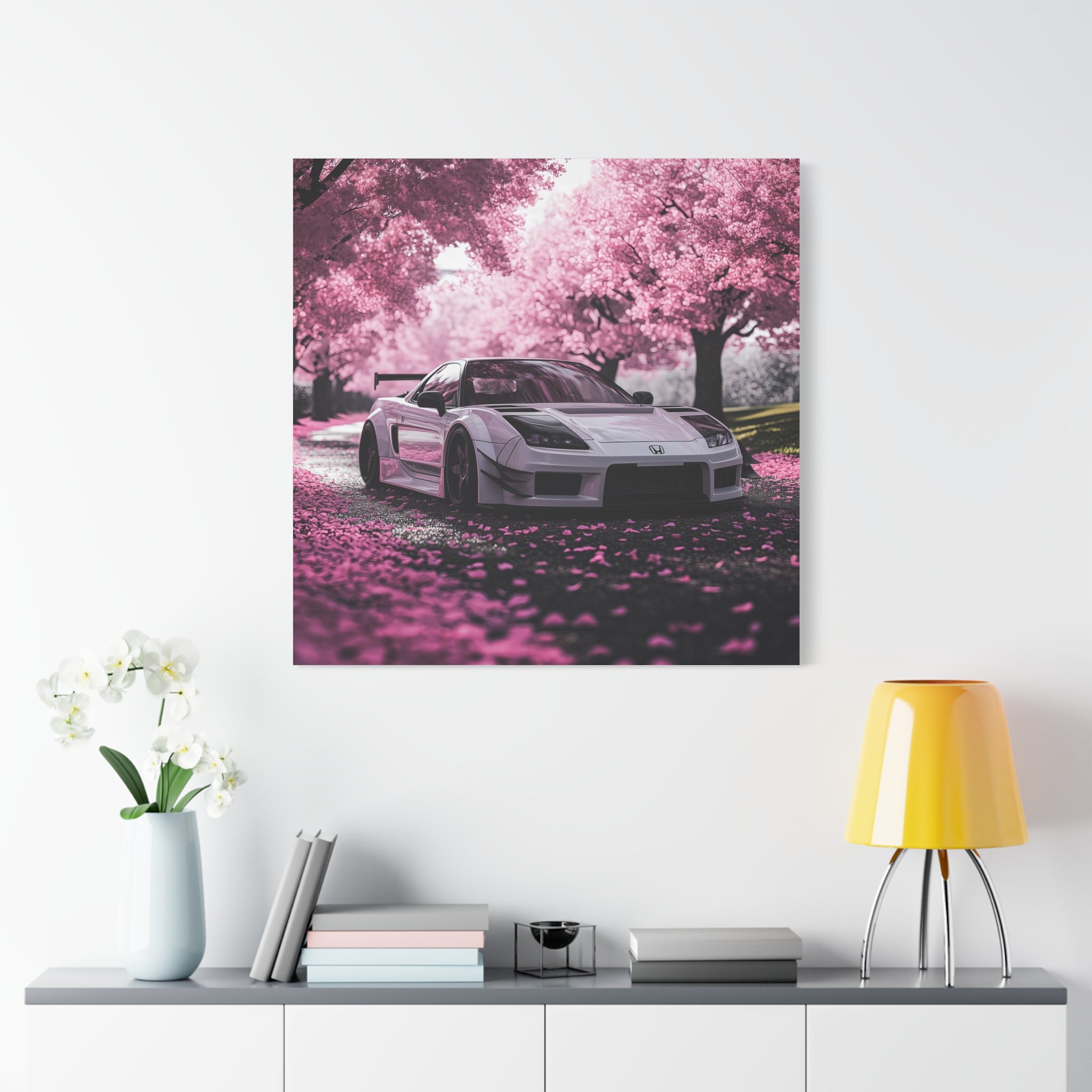 Japanese Cherry Blossom Trees with Honda NSX Type R Canvas Art Print