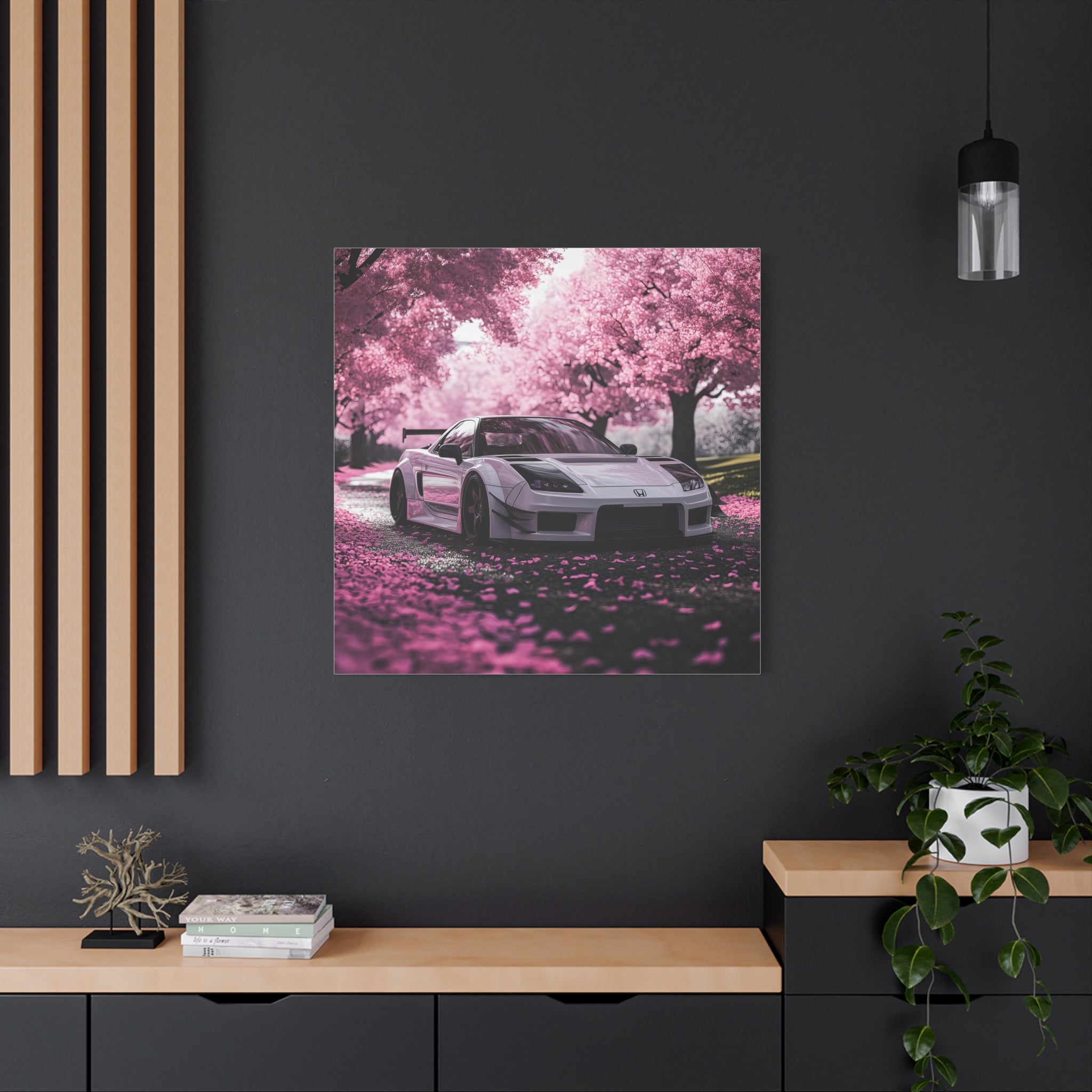 Japanese Cherry Blossom Trees with Honda NSX Type R Canvas Art Print