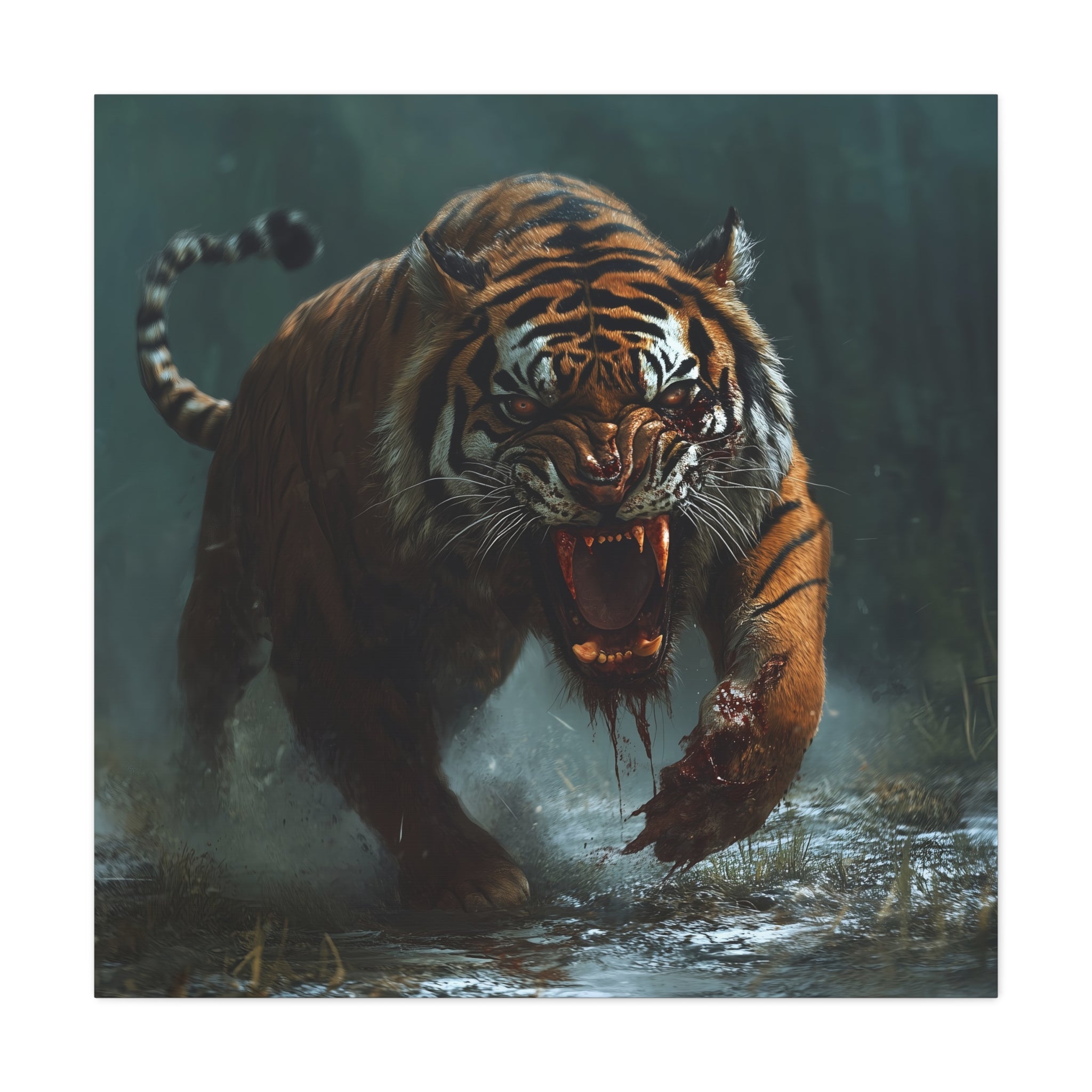Zombie Tiger Canvas Art - Stretched 1.25" Wall Decor