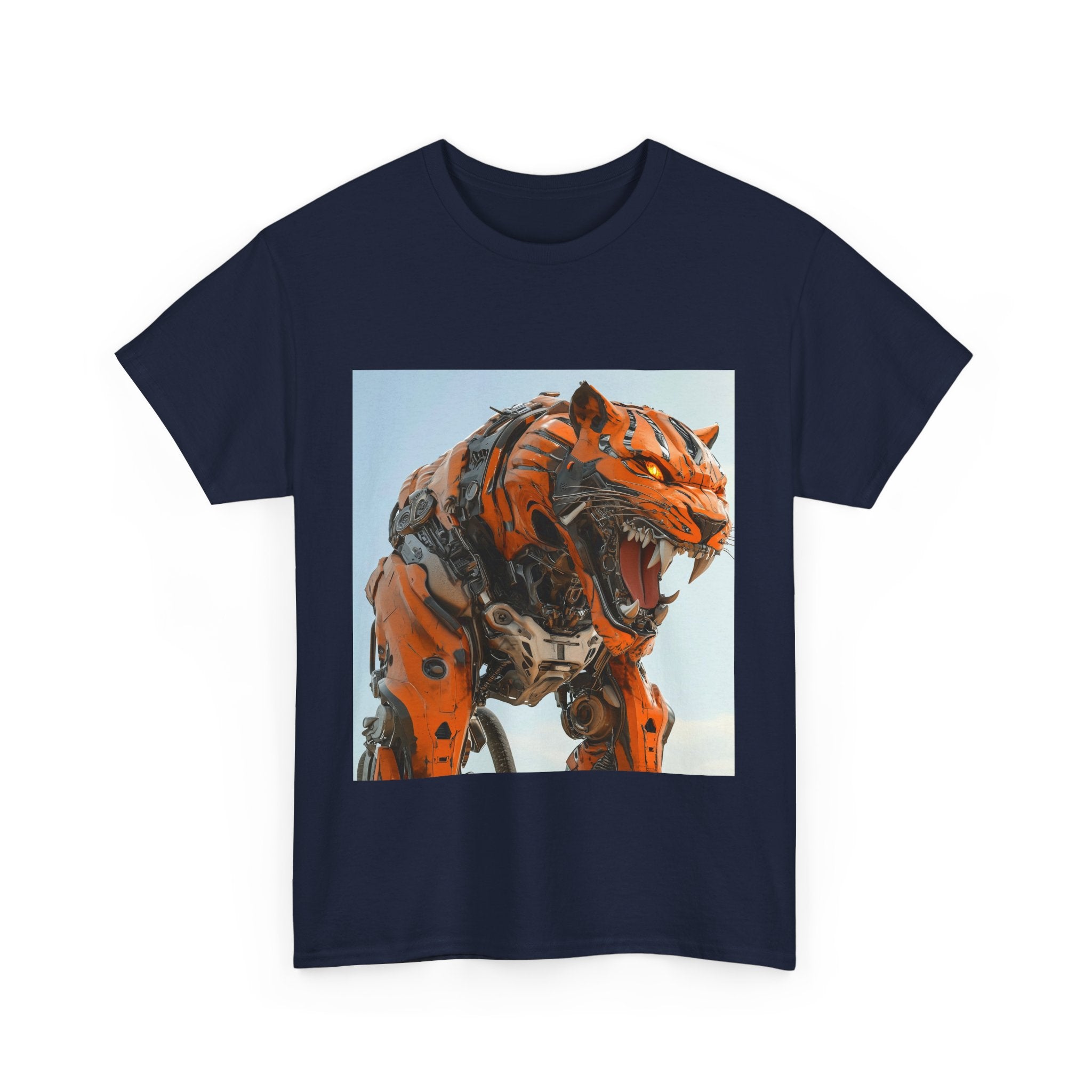 Fierce Robot Tiger Tee, Unisex Heavy Cotton Tee