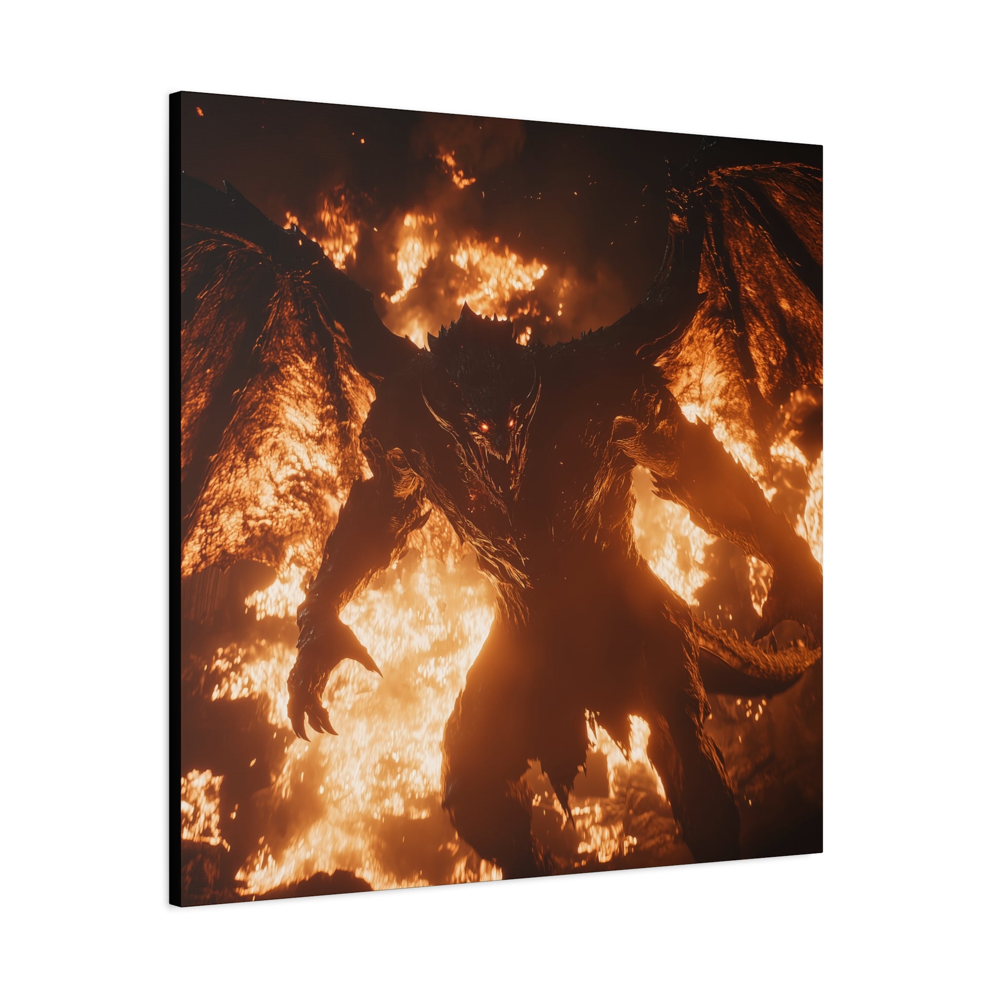 Fierce Balrog Fantasy Art Canvas, Demonic Wall Decor, Gothic Home Decor, Dragon Artwork, Unique Gift for Gamers, Halloween Decoration