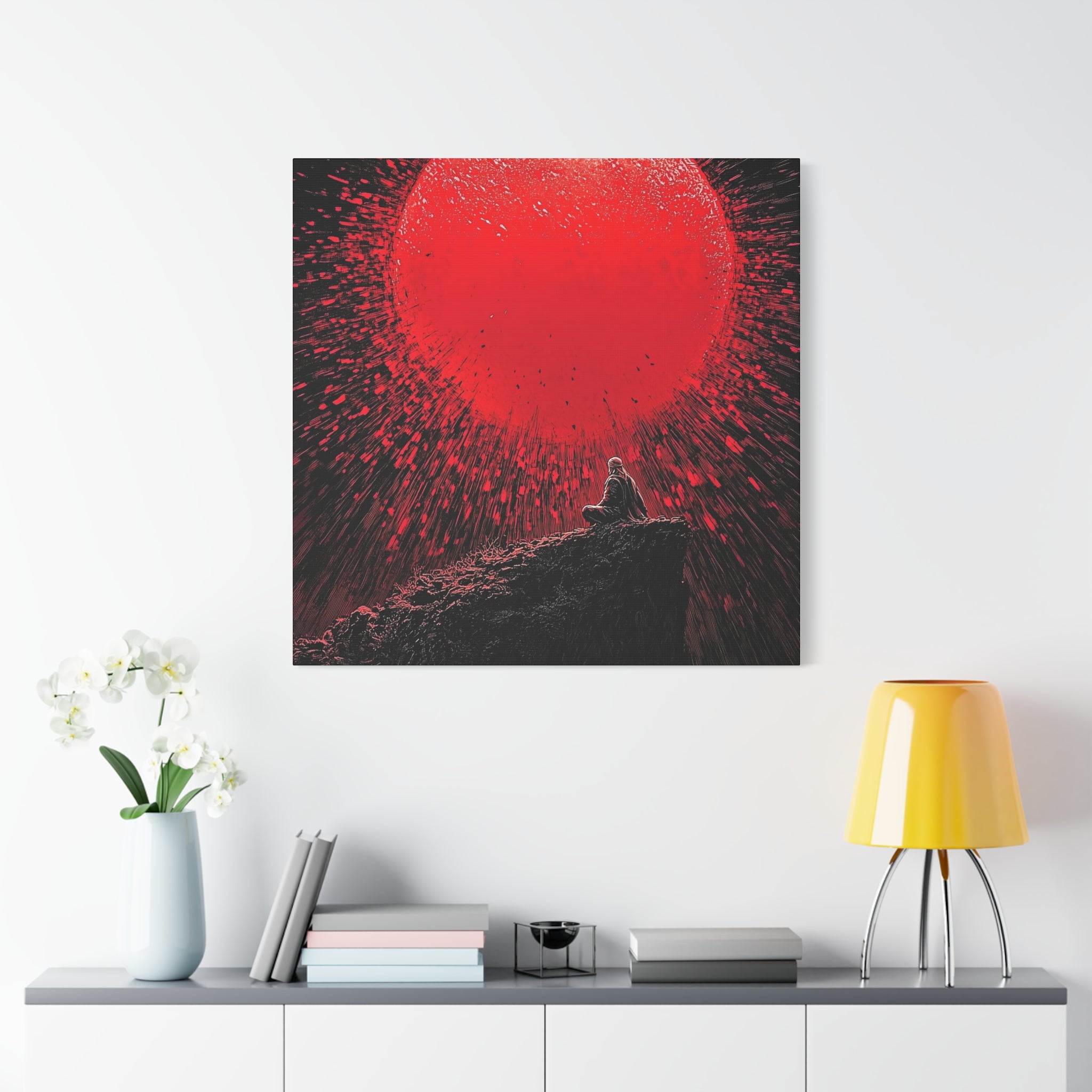 Zen Exploding Sunset Canvas Art - Meditation Wall Decor