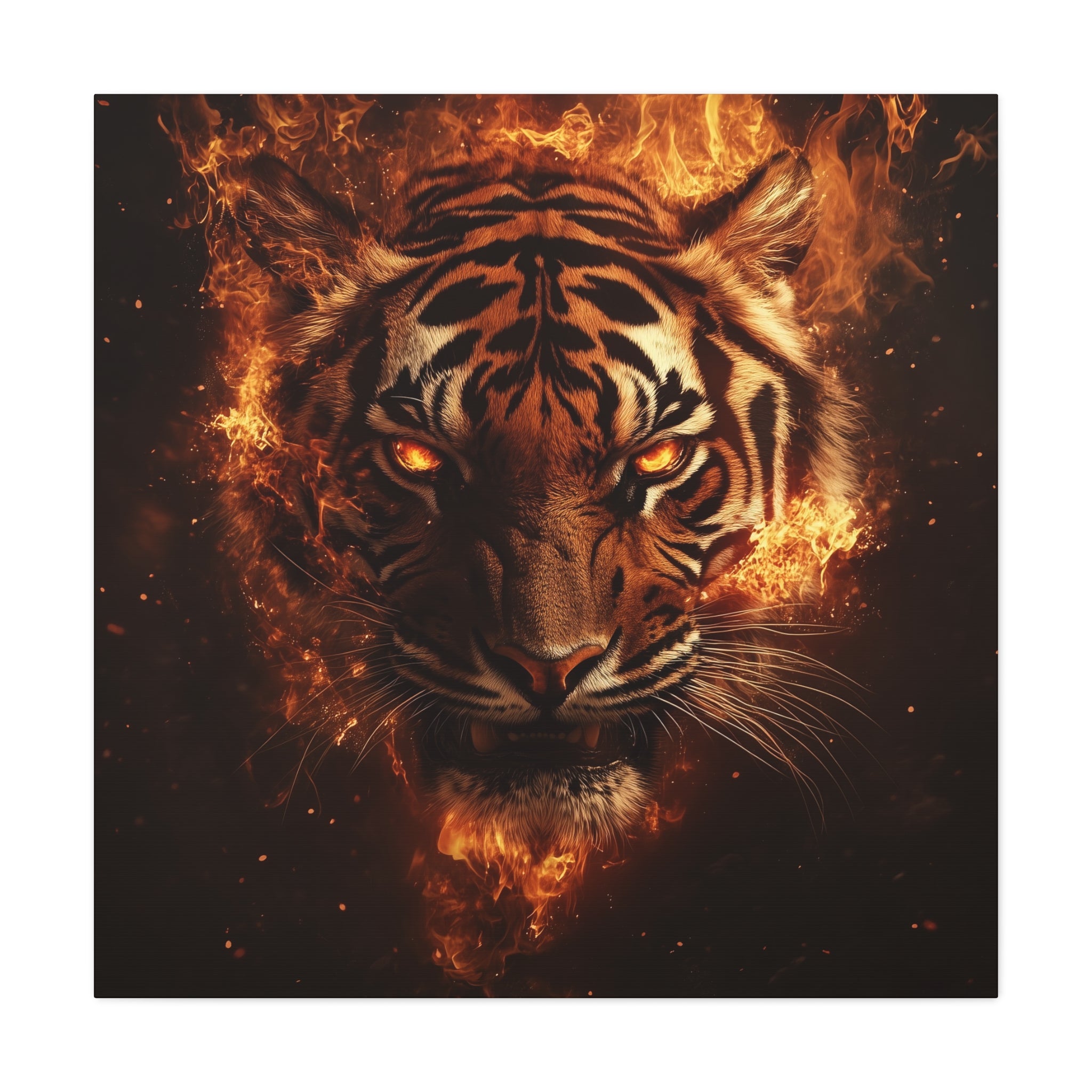 Fire Tiger Canvas Art Print, Wild Animal Decor, Modern Wall Art, Tiger Wall Hanging, Office and Home Decoration