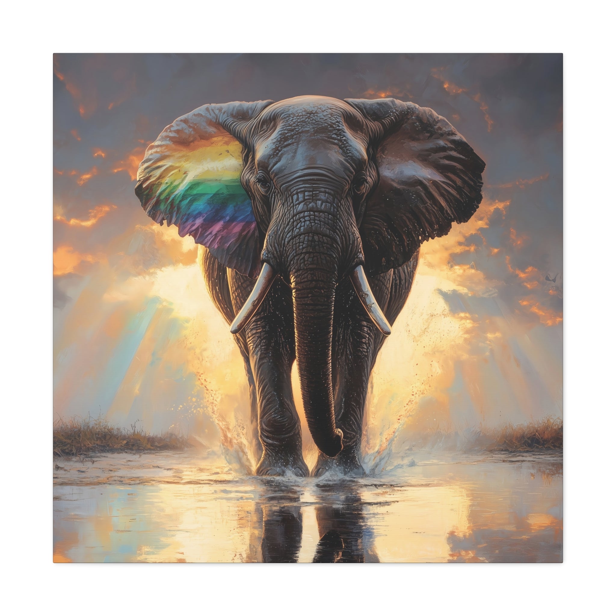 Inspirational Elephant Canvas Print, Art Decor for Home, Colorful Wall Art, Nature Lover Gift, Wildlife Art for Living Room