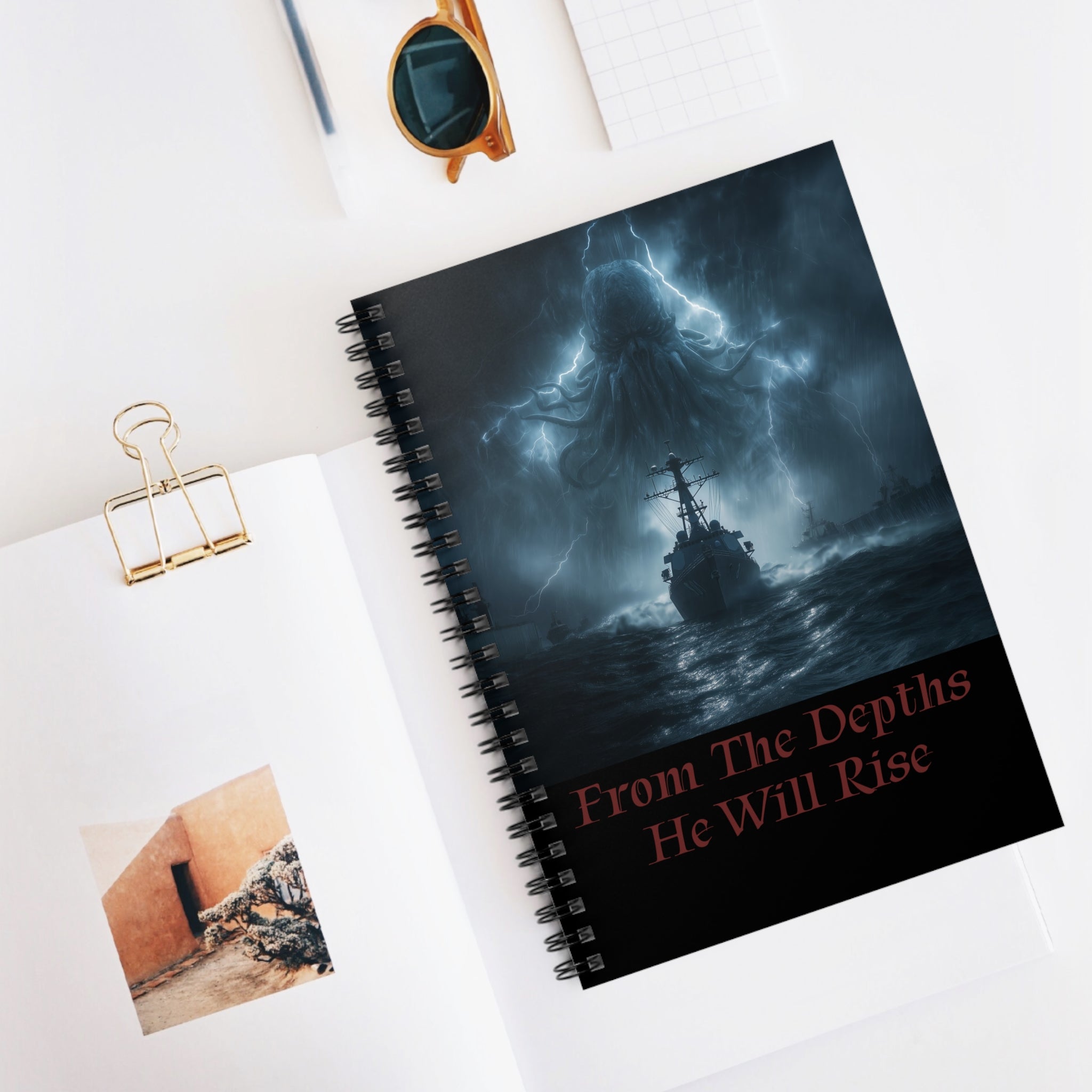 Cthulhu Themed Spiral Notebook - From The Depths He Will Rise