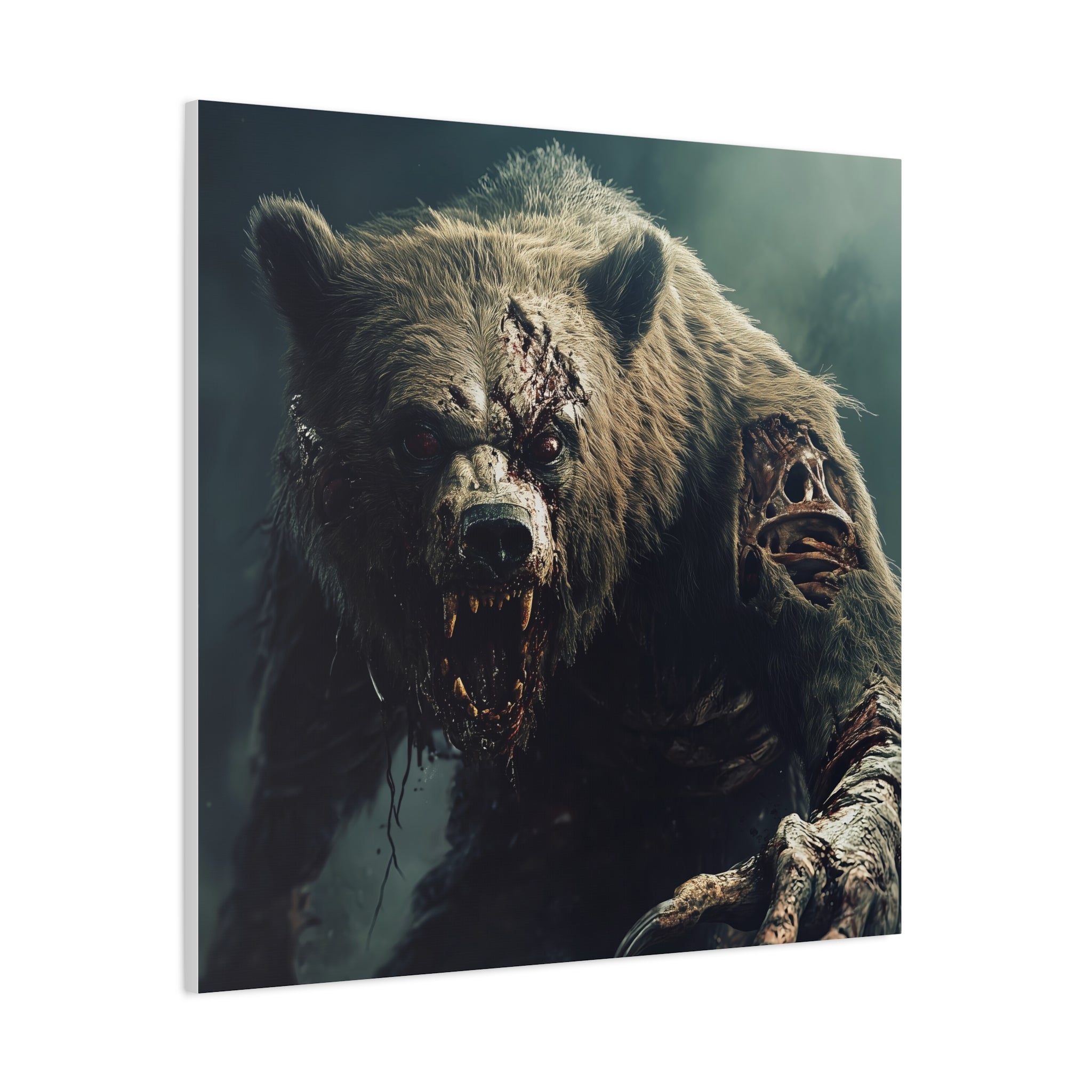 Grizzly Horror Zombie Bear Canvas Art | Matte Stretched Print