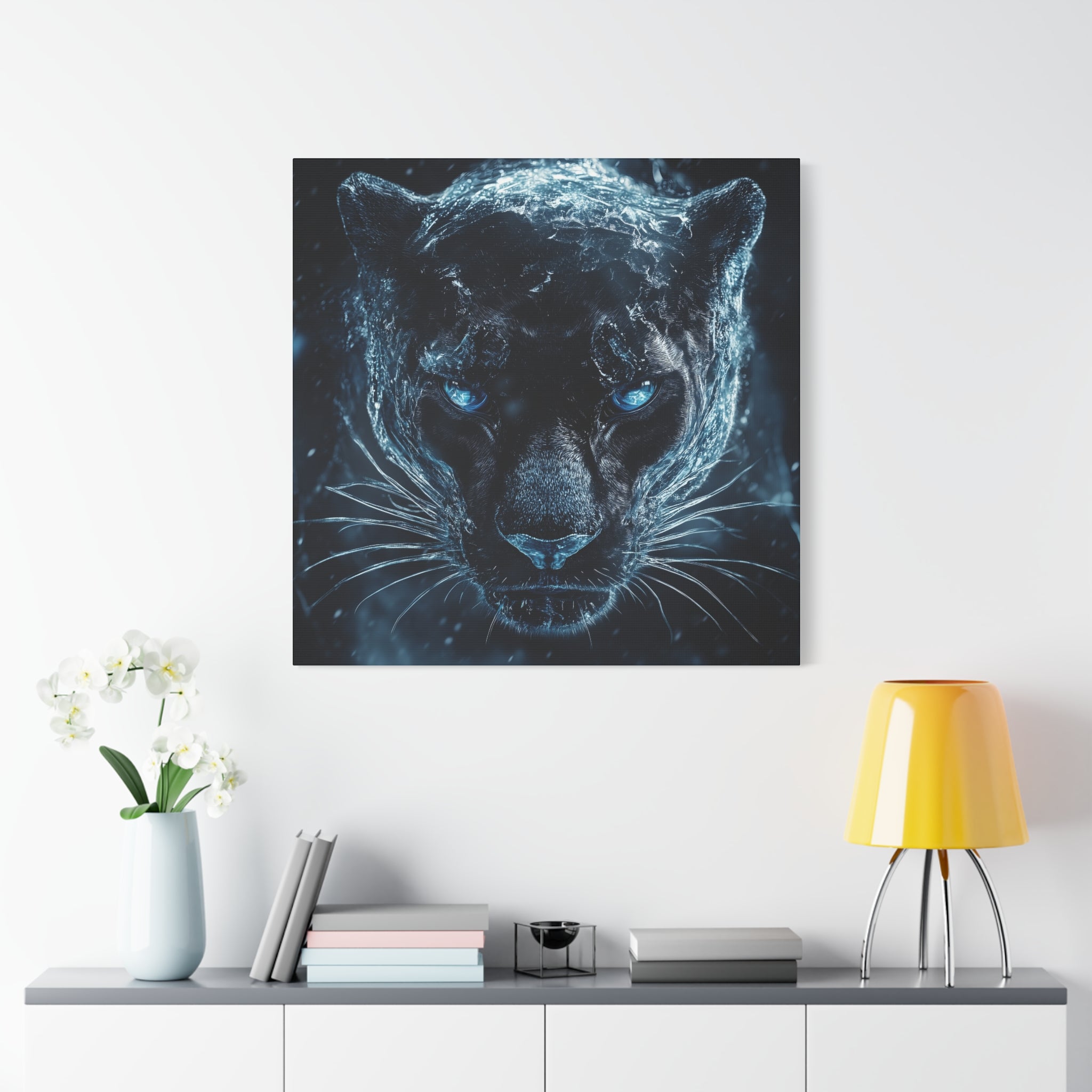 Panther Covered In Ice Canvas Wall Art, Stunning Animal Decor, Wildlife Lover Gift, Unique Art Piece, Panther Wall Decoration