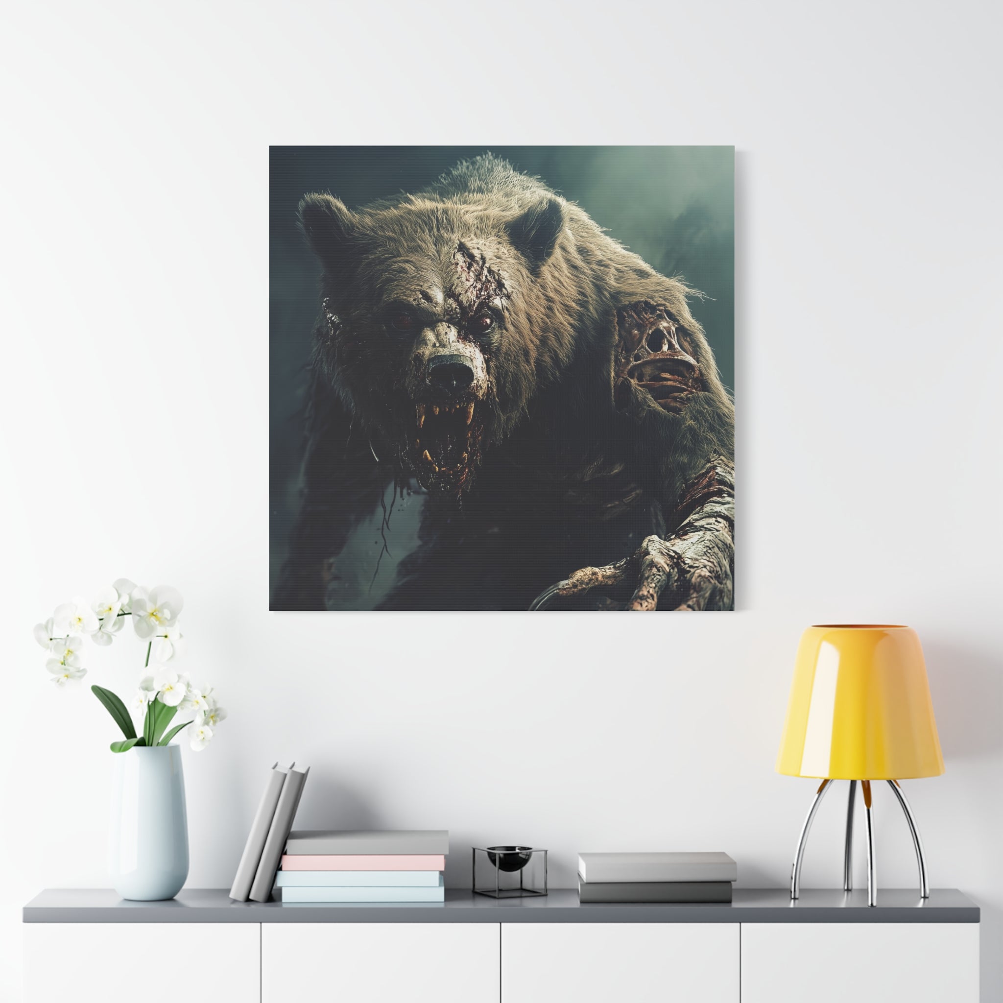 Grizzly Horror Zombie Bear Canvas Art | Matte Stretched Print