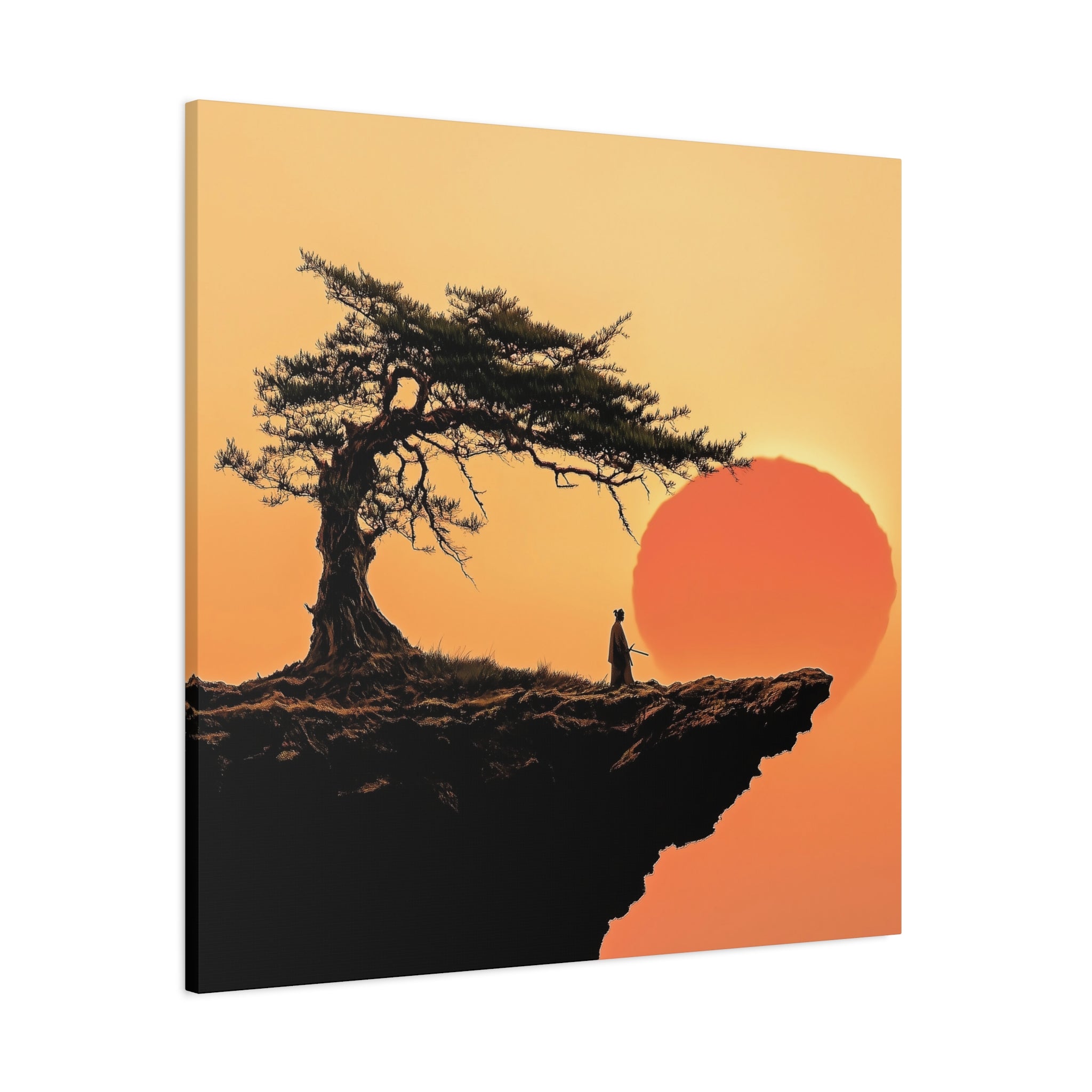 Samurai Sunset Canvas Wall Art - Decorative Matte Stretched Print