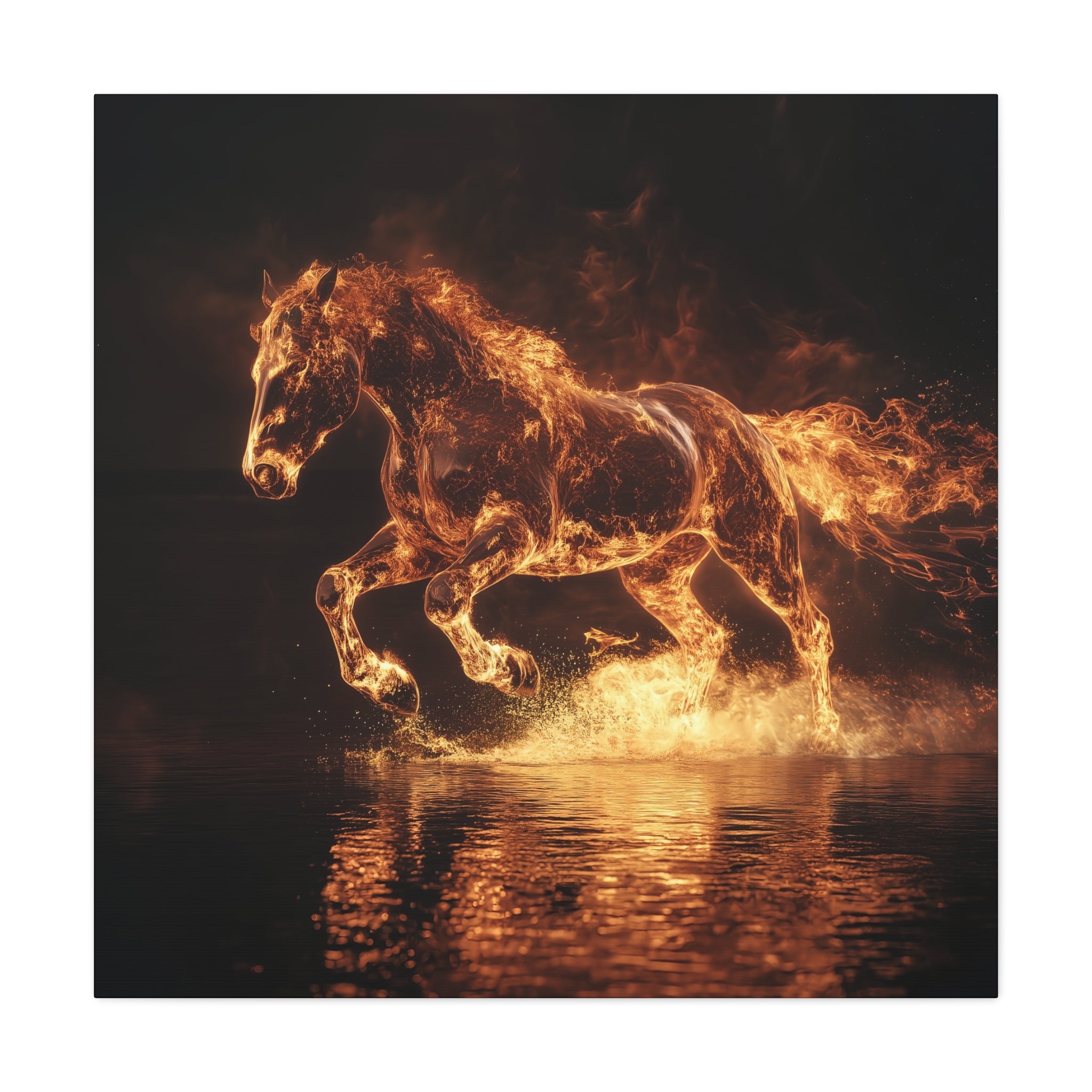 Fiery Horse Canvas Art Print | Home Decor, Horse Lover Gift, Wall Art, Unique Artwork, Gift for Animal Enthusiasts