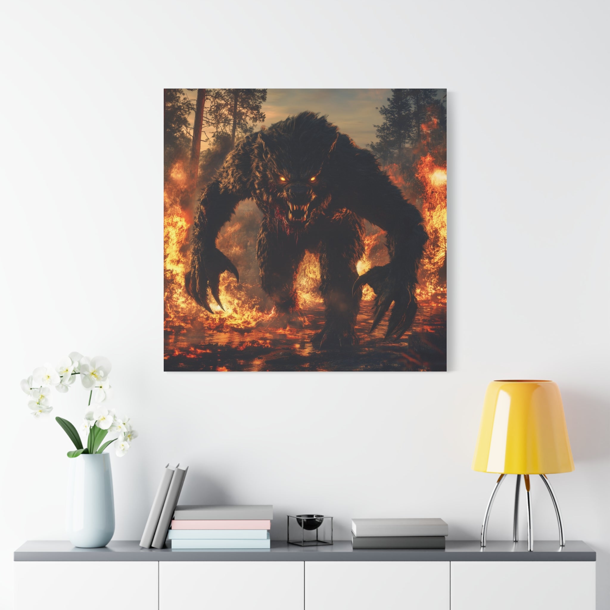 Werewolf Charging Canvas Wall Art